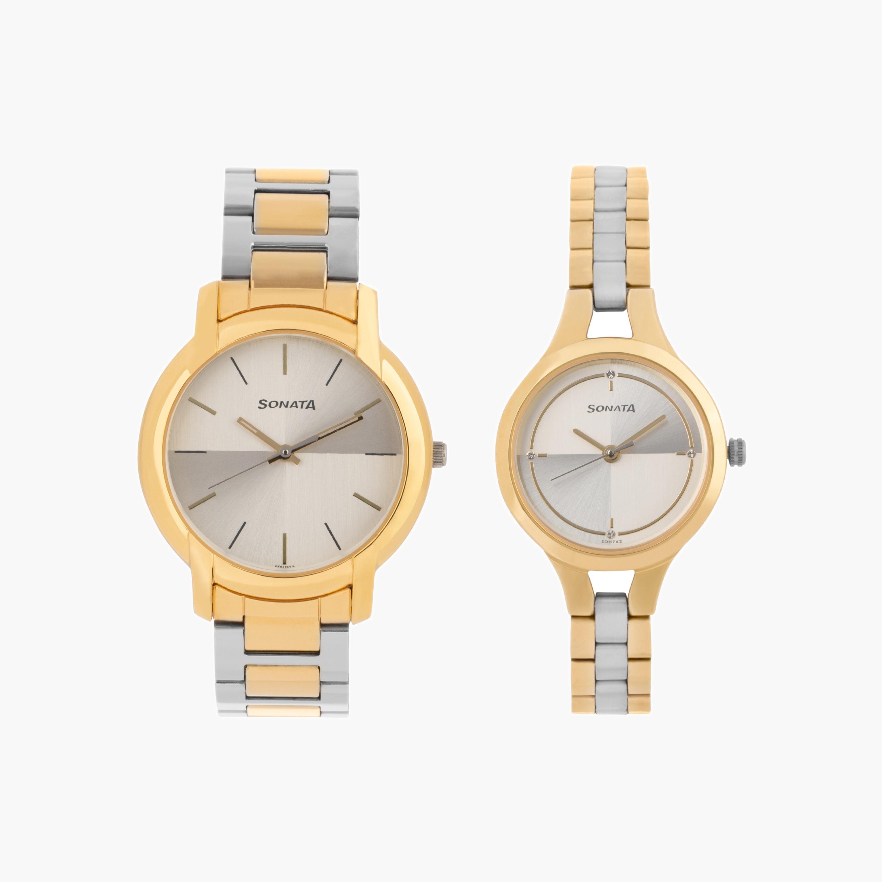 Sonata Two-Tone Couple Watches-men-watchesandjewellery-watches-image-1