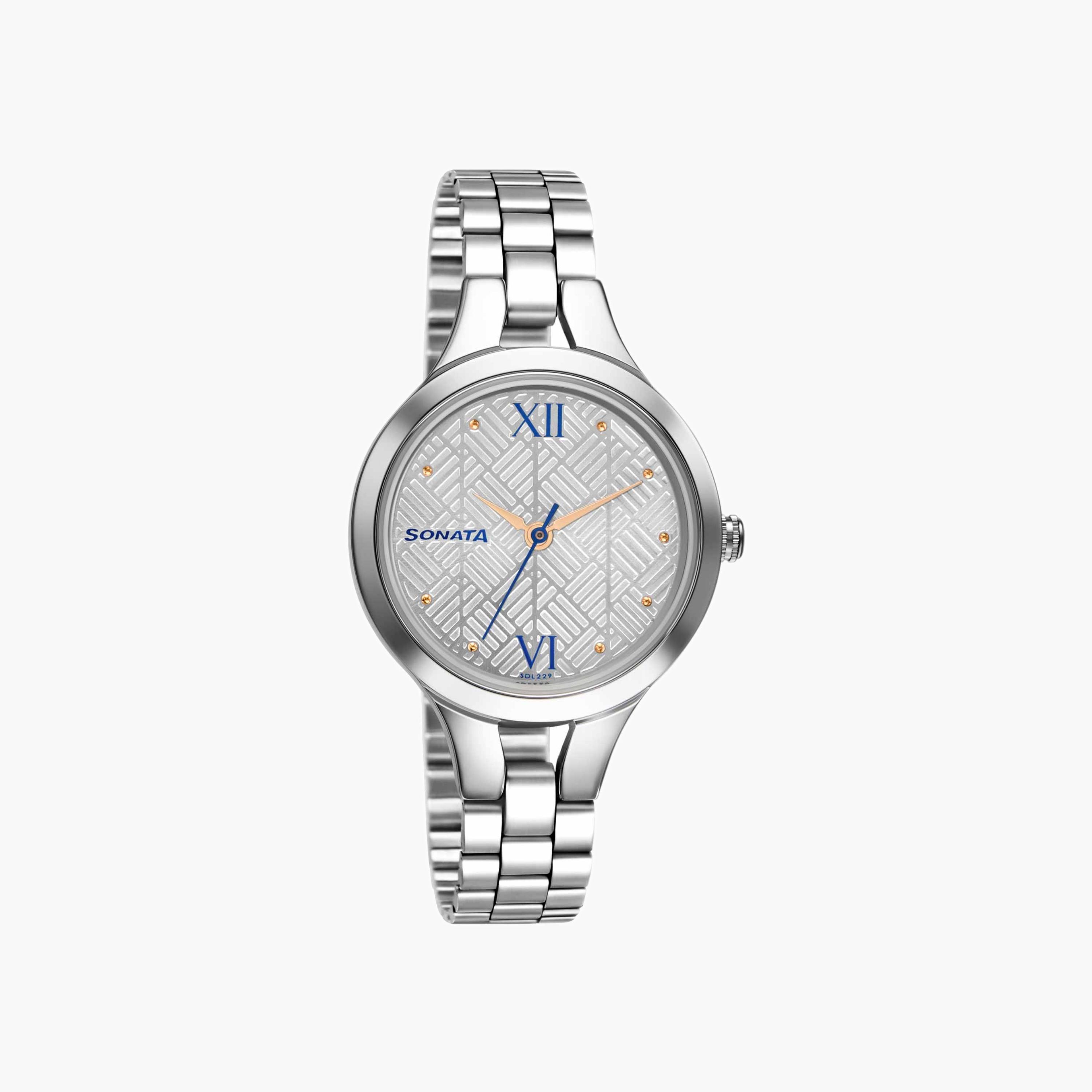 Textured Dial Stainless Steel Watch-women-watchesandjewellery-watches-image-1