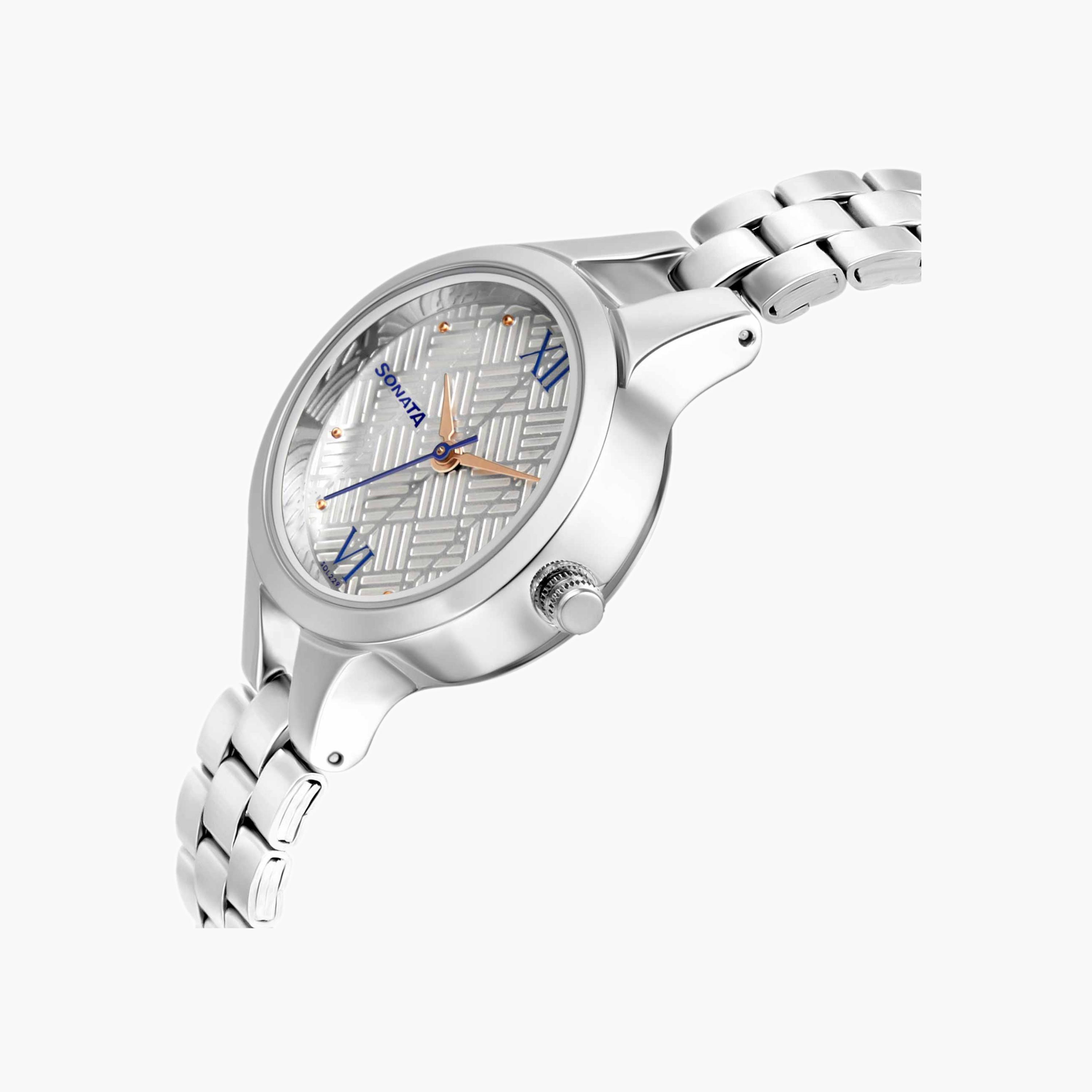 Textured Dial Stainless Steel Watch-women-watchesandjewellery-watches-image-2