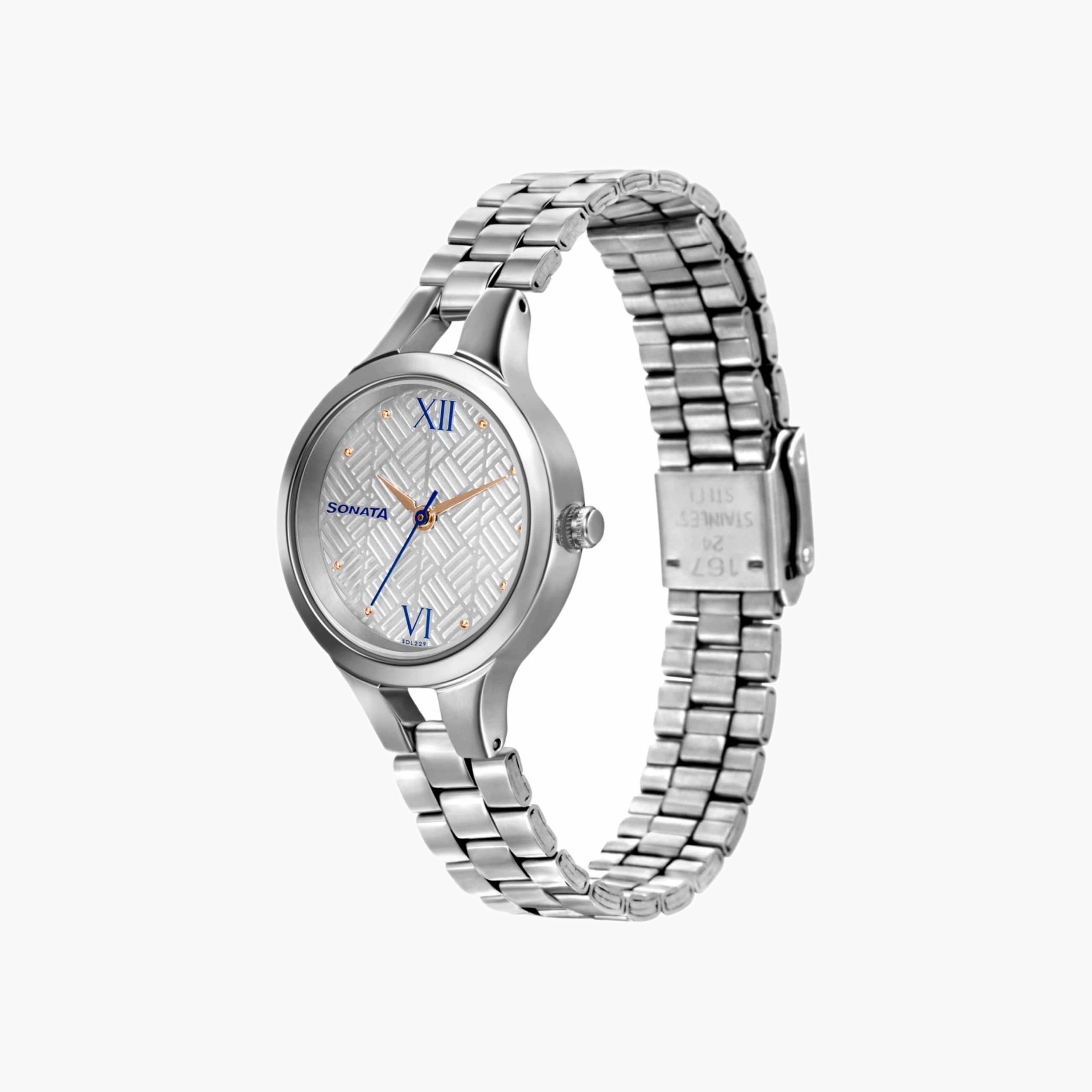 Textured Dial Stainless Steel Watch-women-watchesandjewellery-watches-image-3