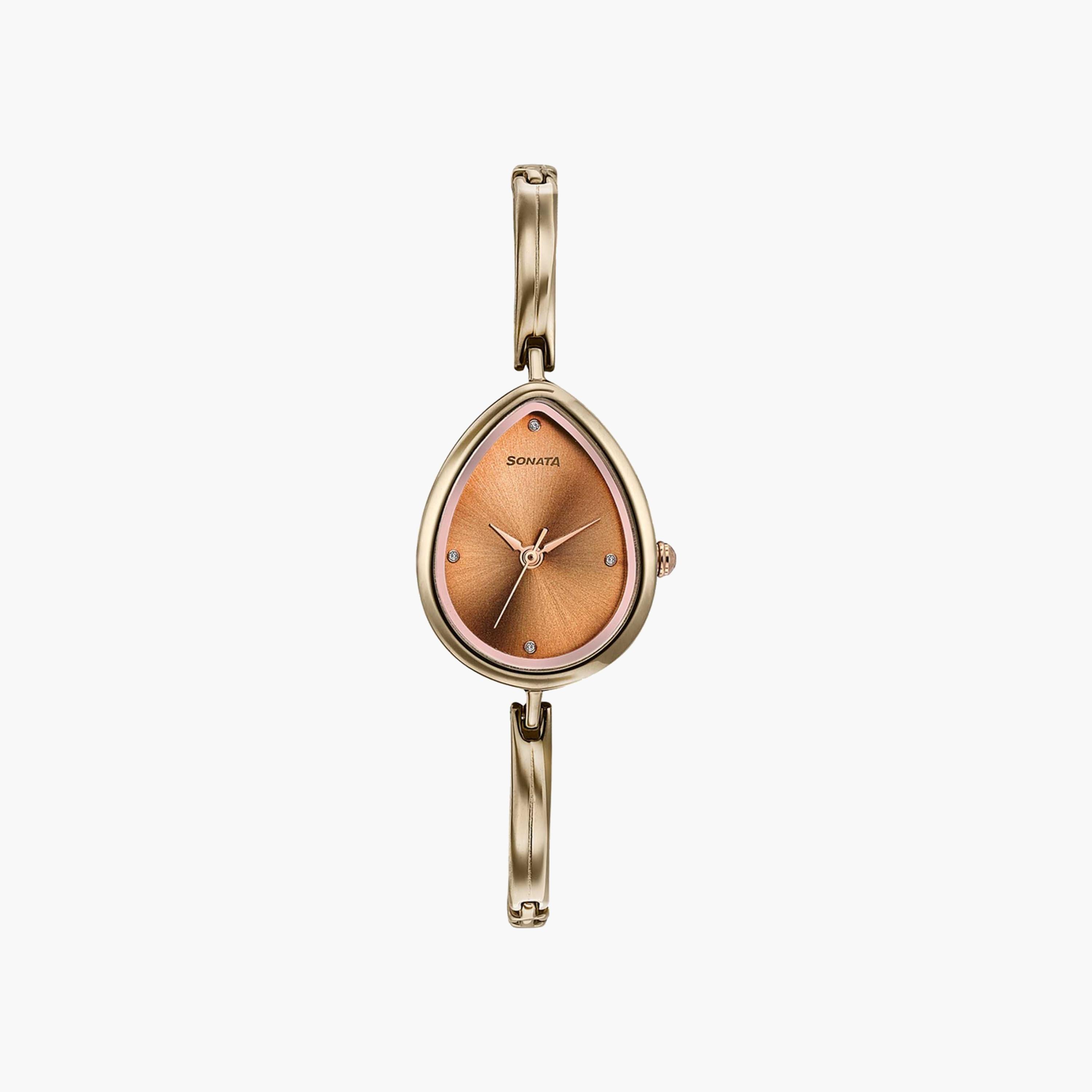 Sonata Teardrop Dial Gold Tone Watch-women-watchesandjewellery-watches-image-1