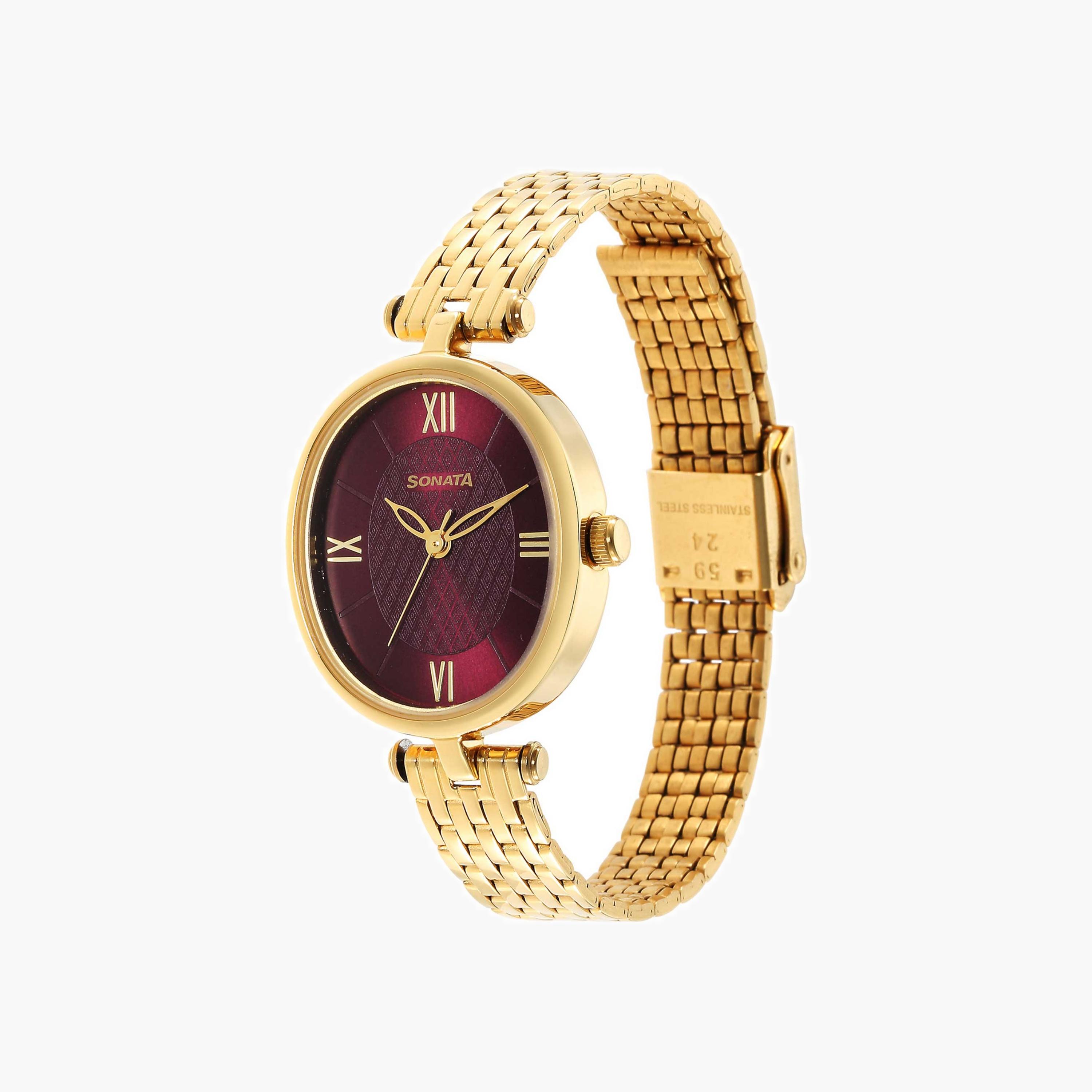 ساعة أنالوج معدنية بمينا بارز الملمس-women-watchesandjewellery-watches-image-4
