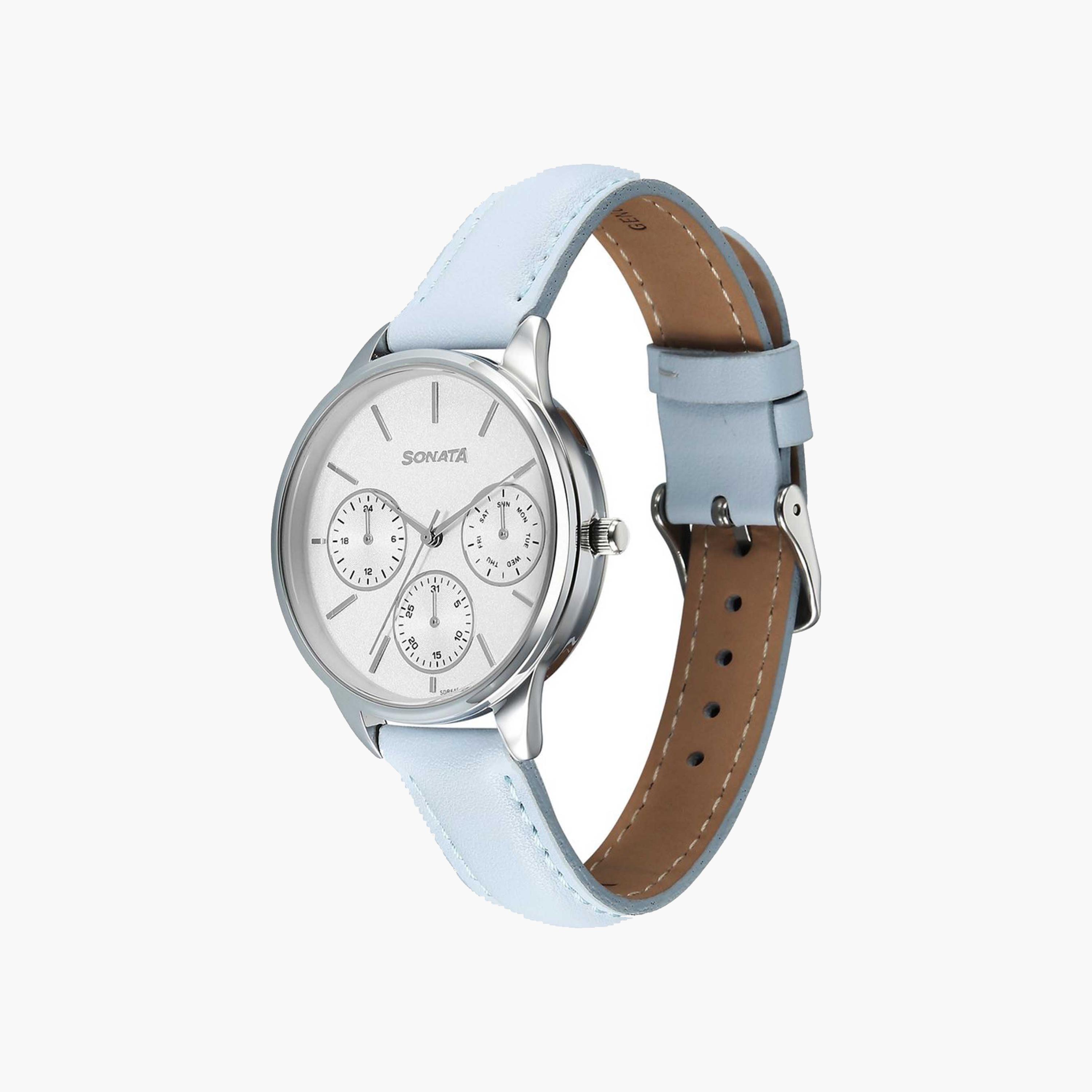 Sonata Silver Round Dial Blue Strap Watch-women-watchesandjewellery-watches-image-3