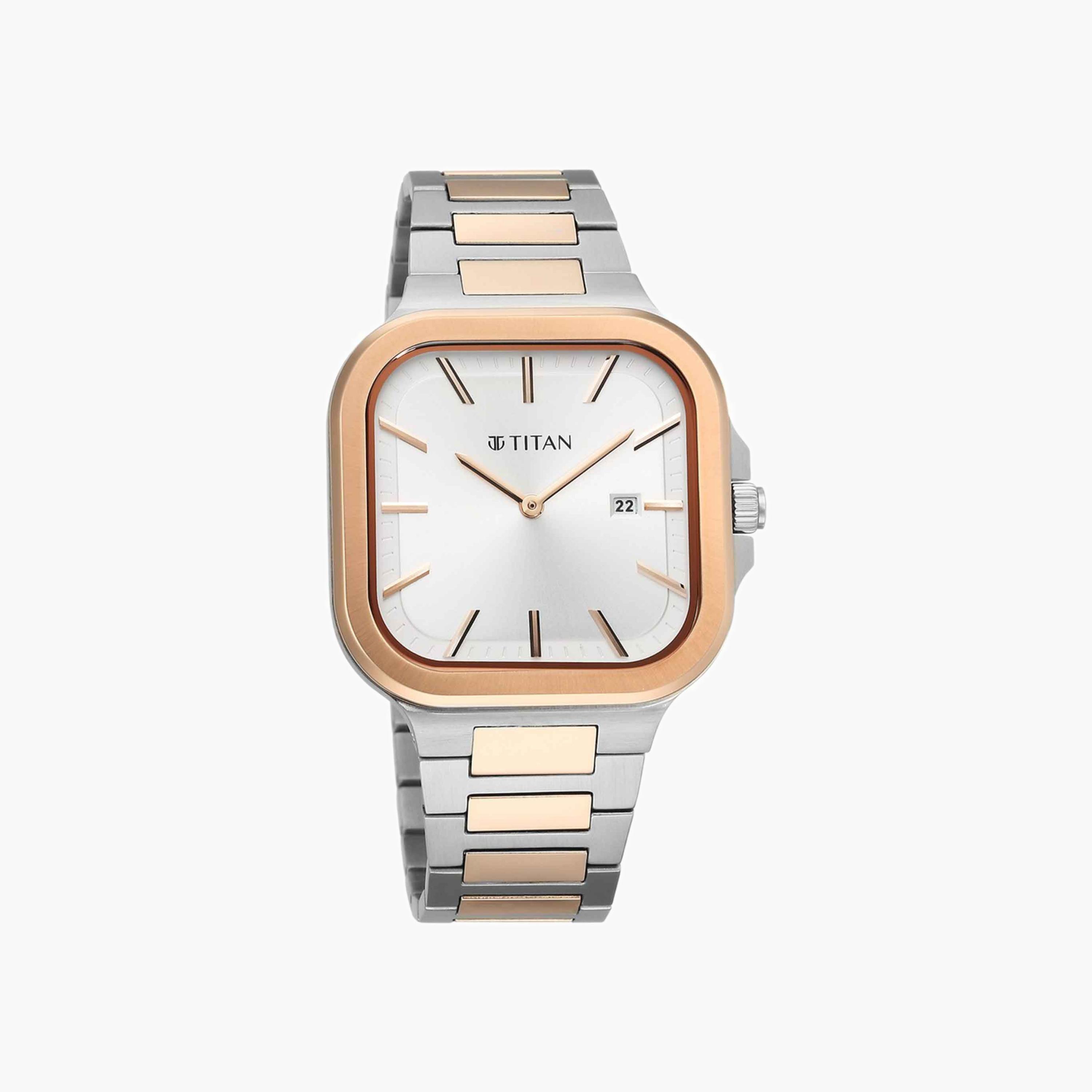 Two-Tone Square Analogue Watch-men-watchesandjewellery-watches-image-2
