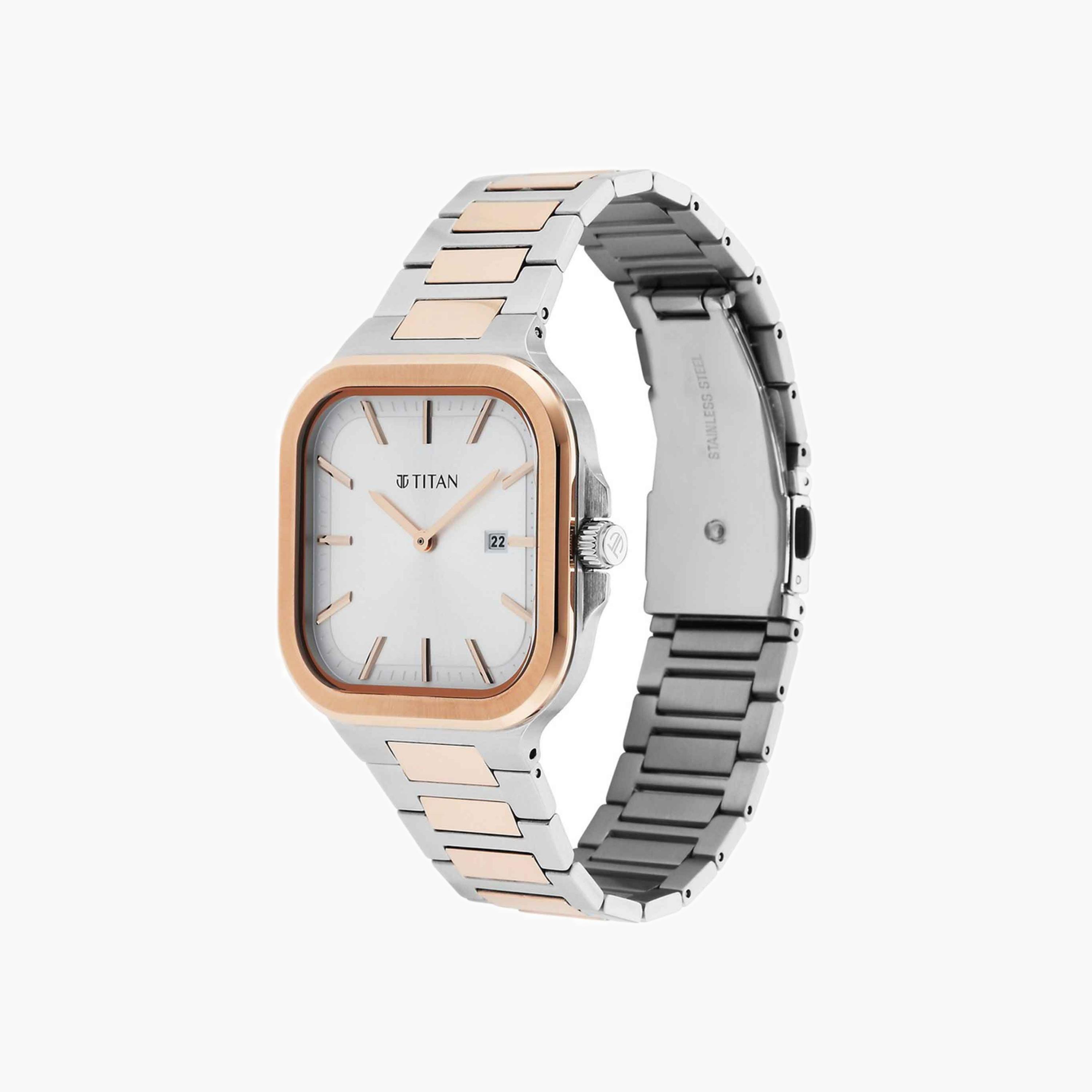 Two-Tone Square Analogue Watch-men-watchesandjewellery-watches-image-3