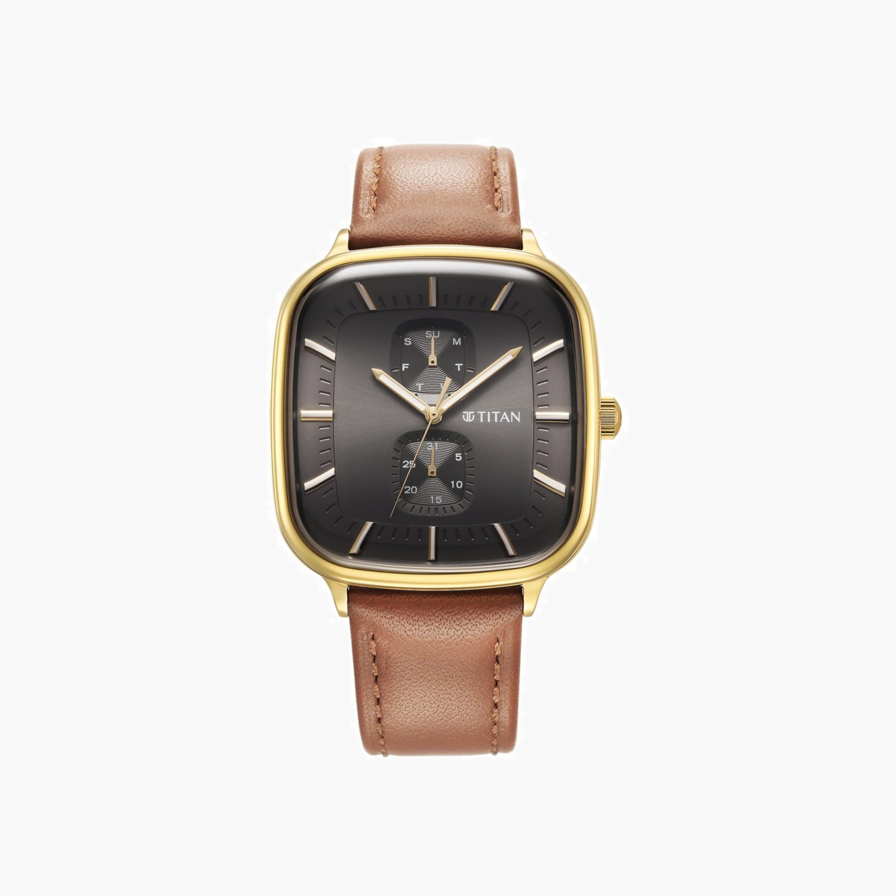 Square Dial Multifunction Leather Watch-men-watchesandjewellery-watches-image-1