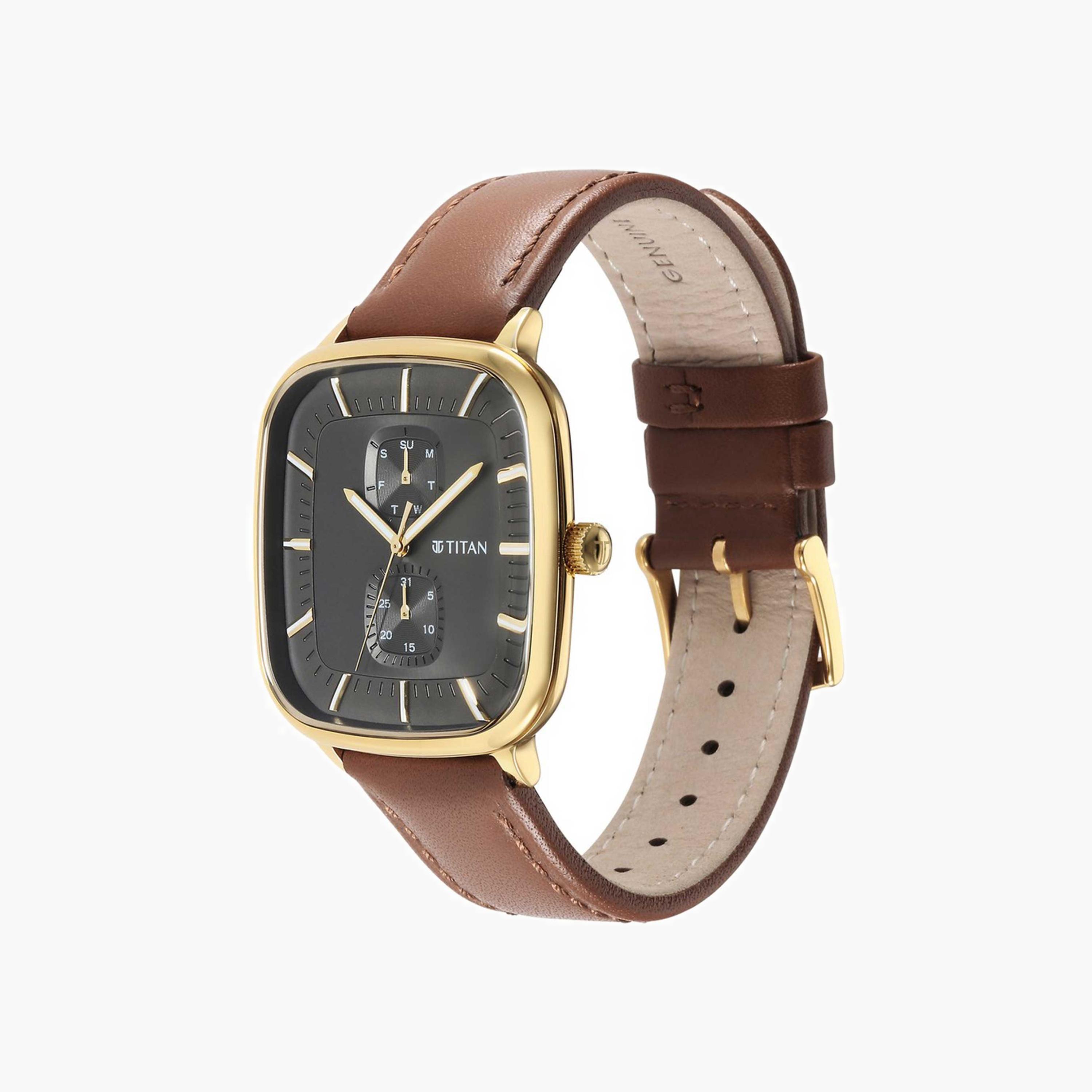 Square Dial Multifunction Leather Watch-men-watchesandjewellery-watches-image-4