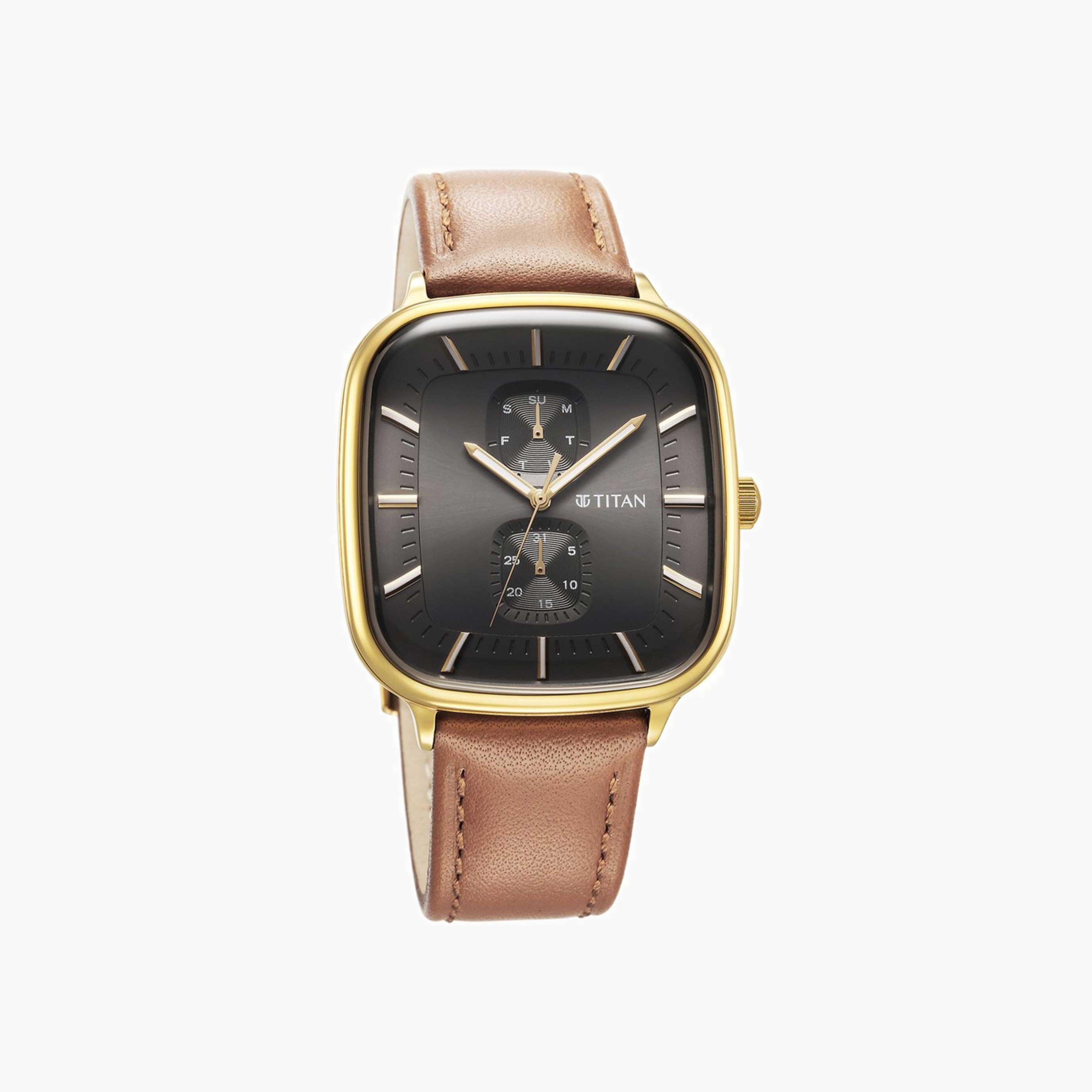 Square Dial Multifunction Leather Watch-men-watchesandjewellery-watches-image-5
