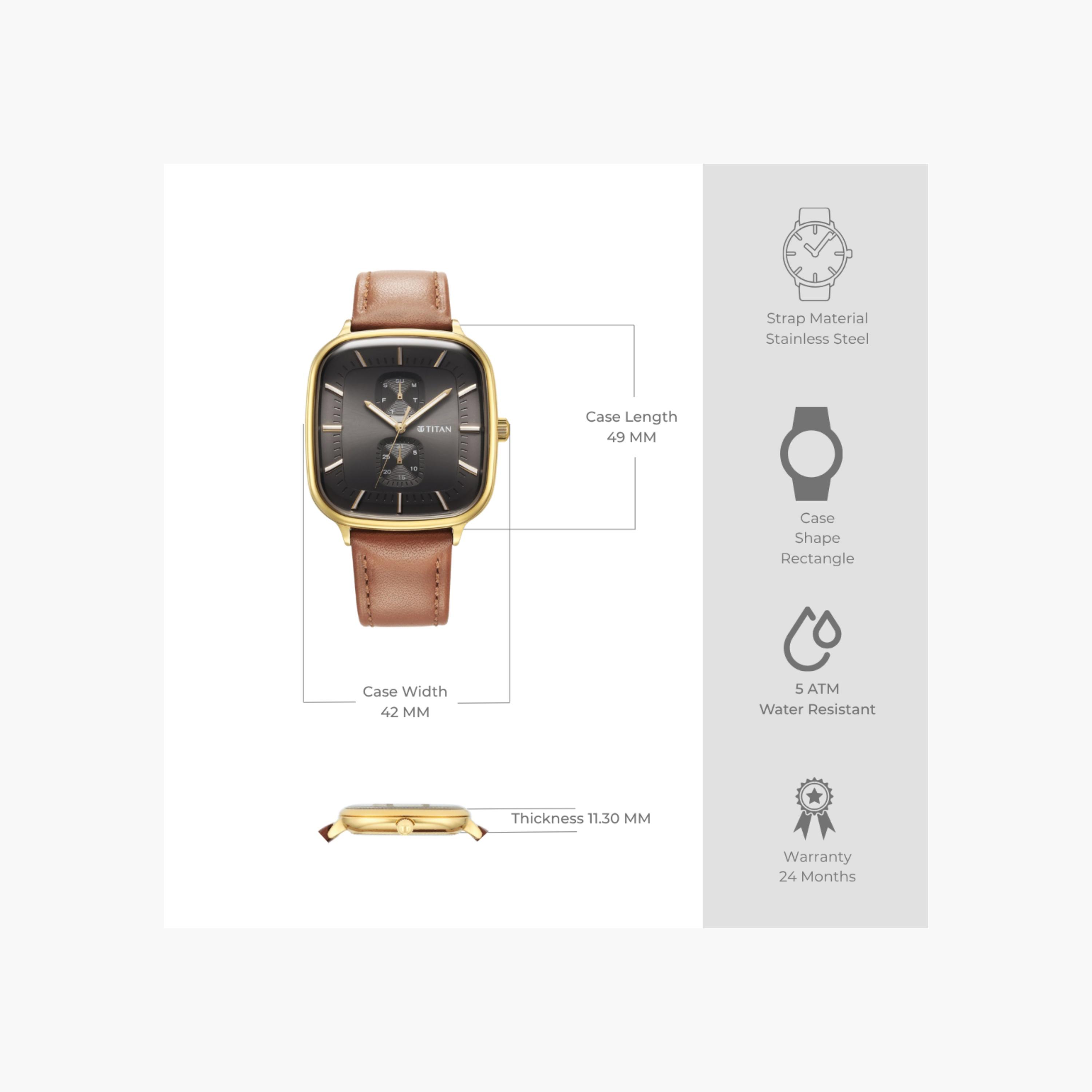 Square Dial Multifunction Leather Watch-men-watchesandjewellery-watches-image-6