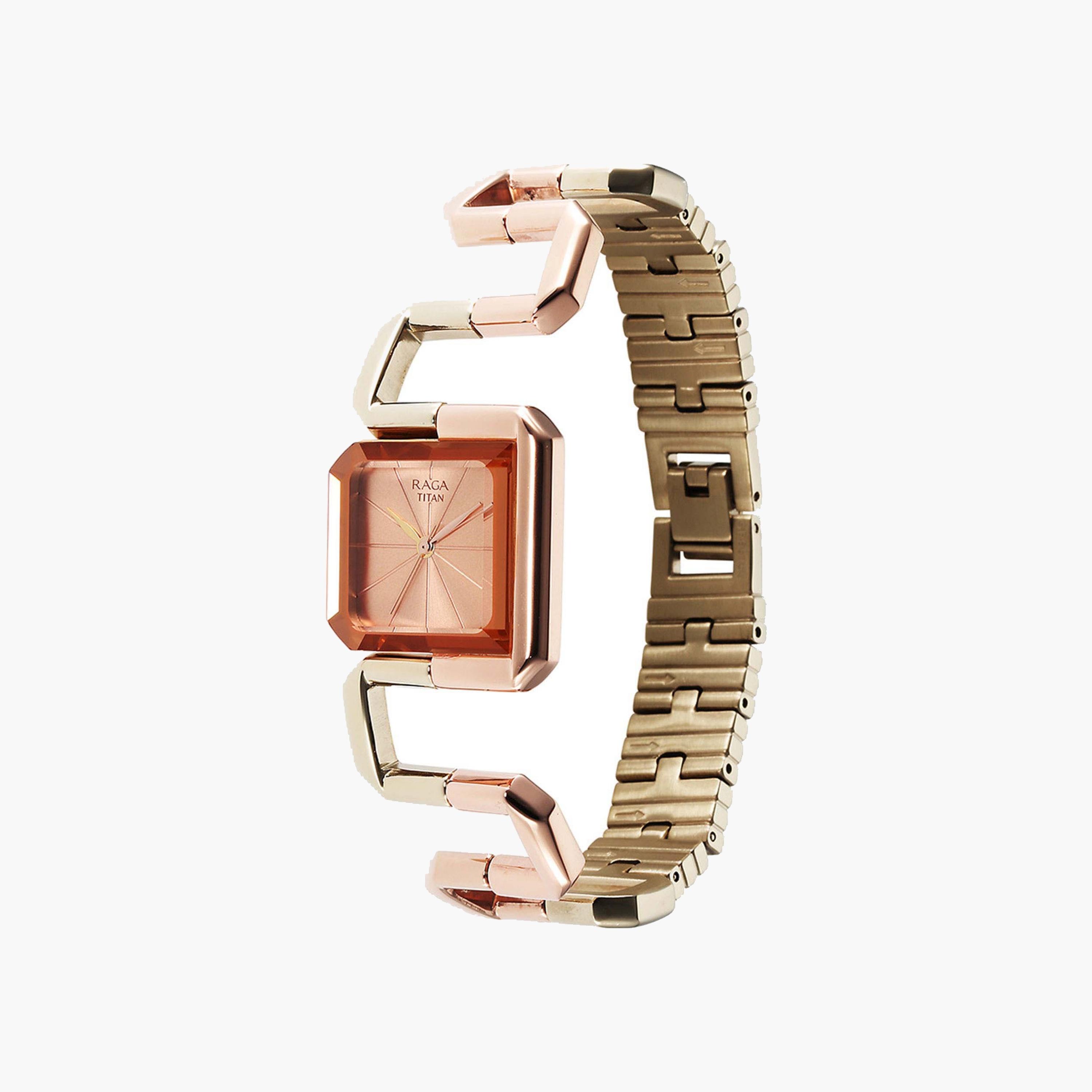 Titan Rectangular Dial Gold Toned Watch-women-watchesandjewellery-watches-image-4