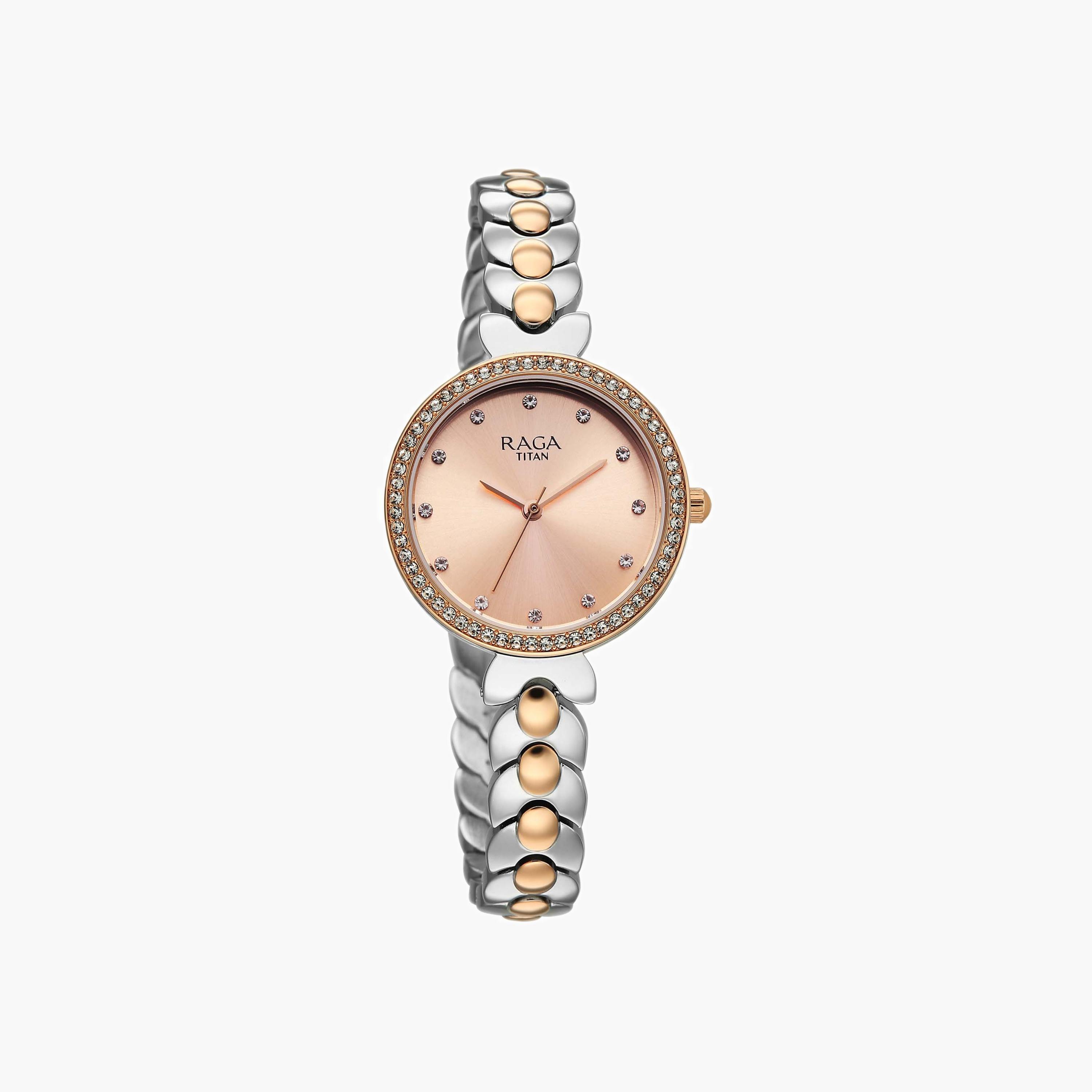 Embellished Analogue Watch with Metal Strap-women-watchesandjewellery-watches-image-1