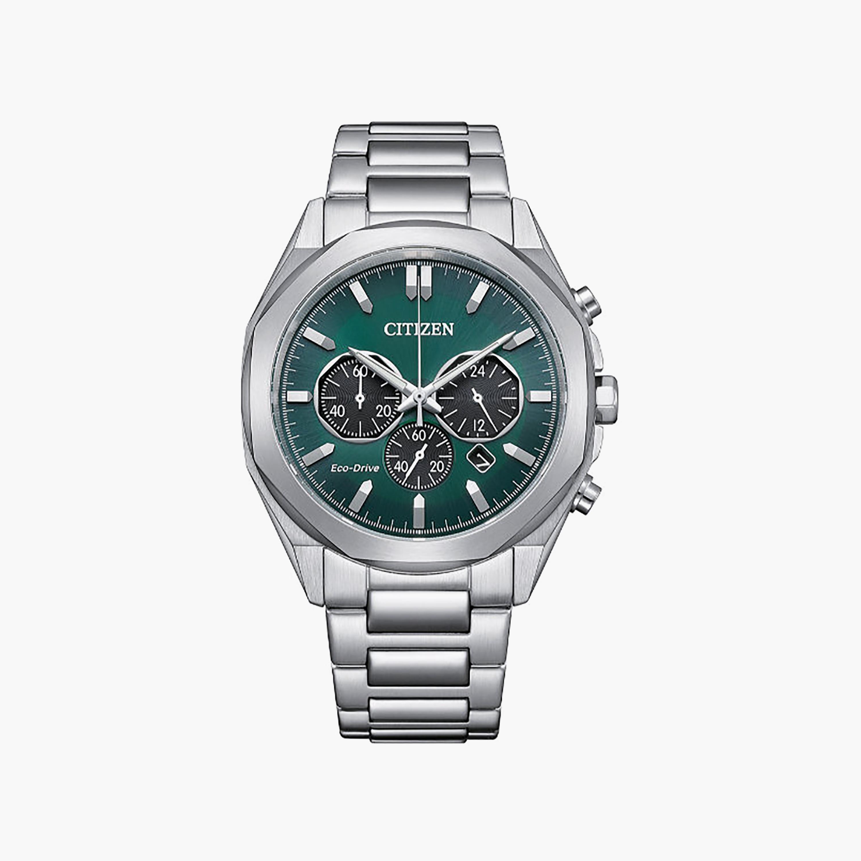 ساعة كرونوغراف ستانلس ستيل باللون الأخضر 41 مم للرجال من سيتيزن | CA4590-81X-men-watchesandjewellery-watches-image-1