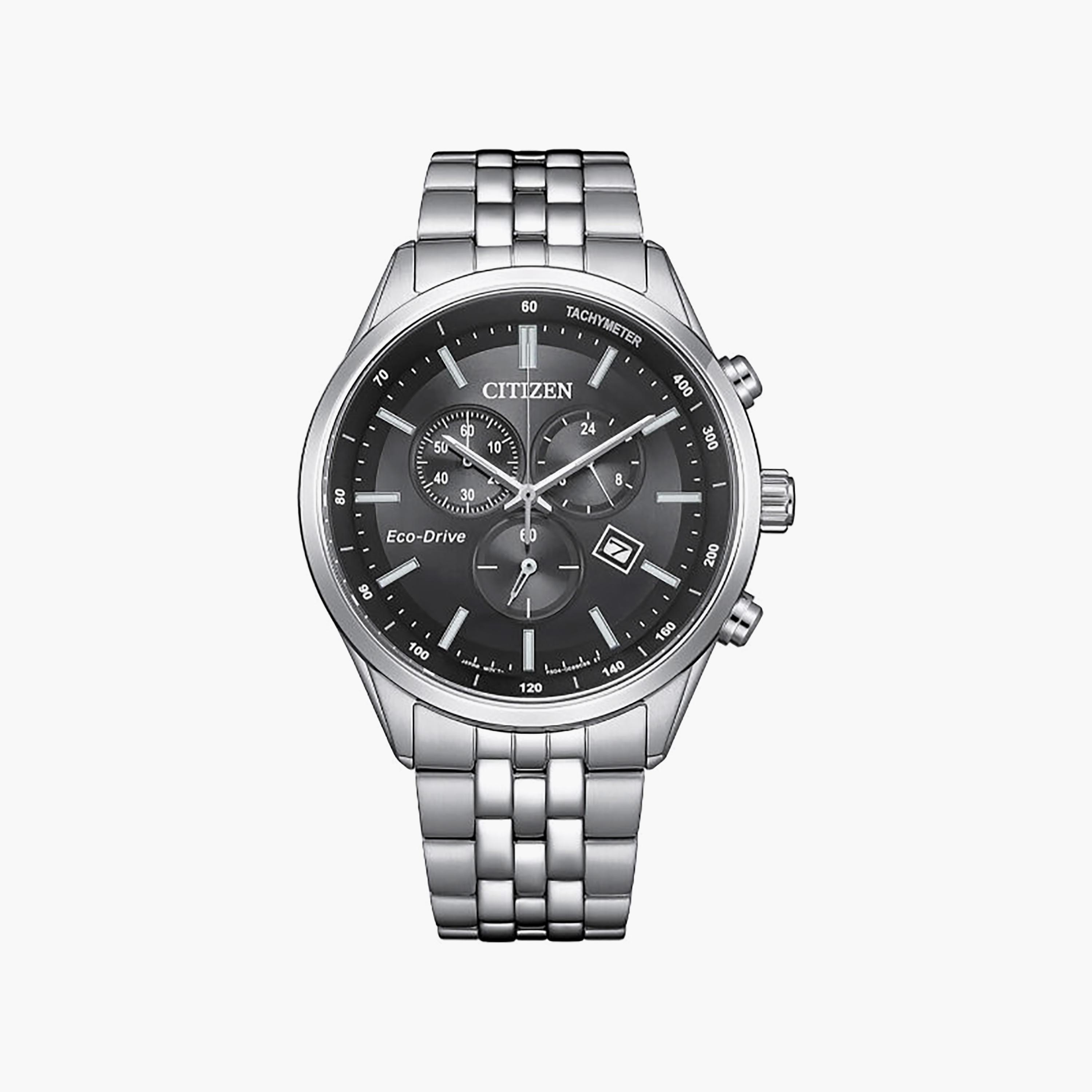 ساعة كرونوغراف ستانلس ستيل باللون الأسود 42 مم للرجال من سيتيزن | AT2570-56E-men-watchesandjewellery-watches-image-1