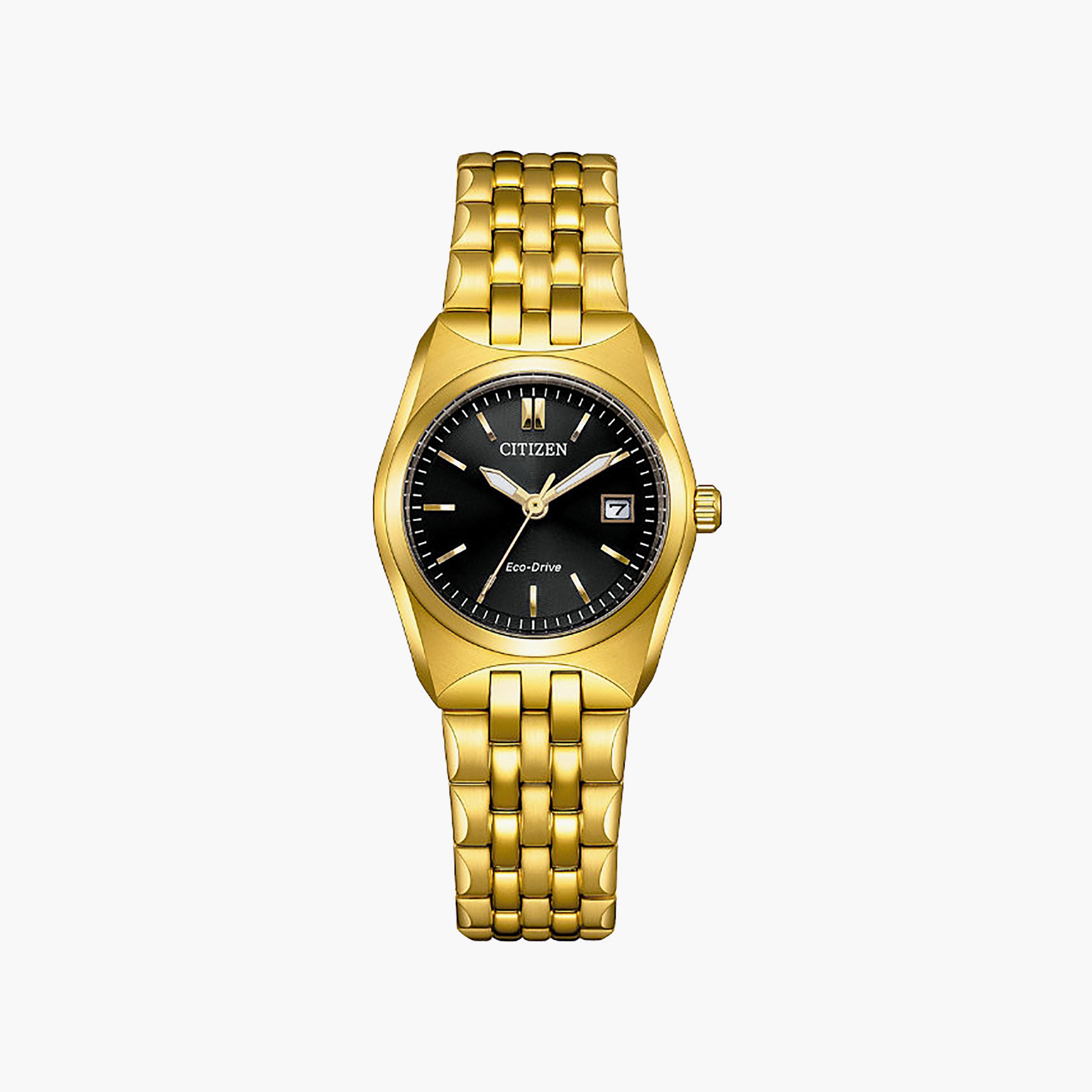 ساعة أنالوج ستانلس ستيل باللون الأسود 27 مم للنساء من سيتيزن | EW2293-56E-women-watchesandjewellery-watches-image-1