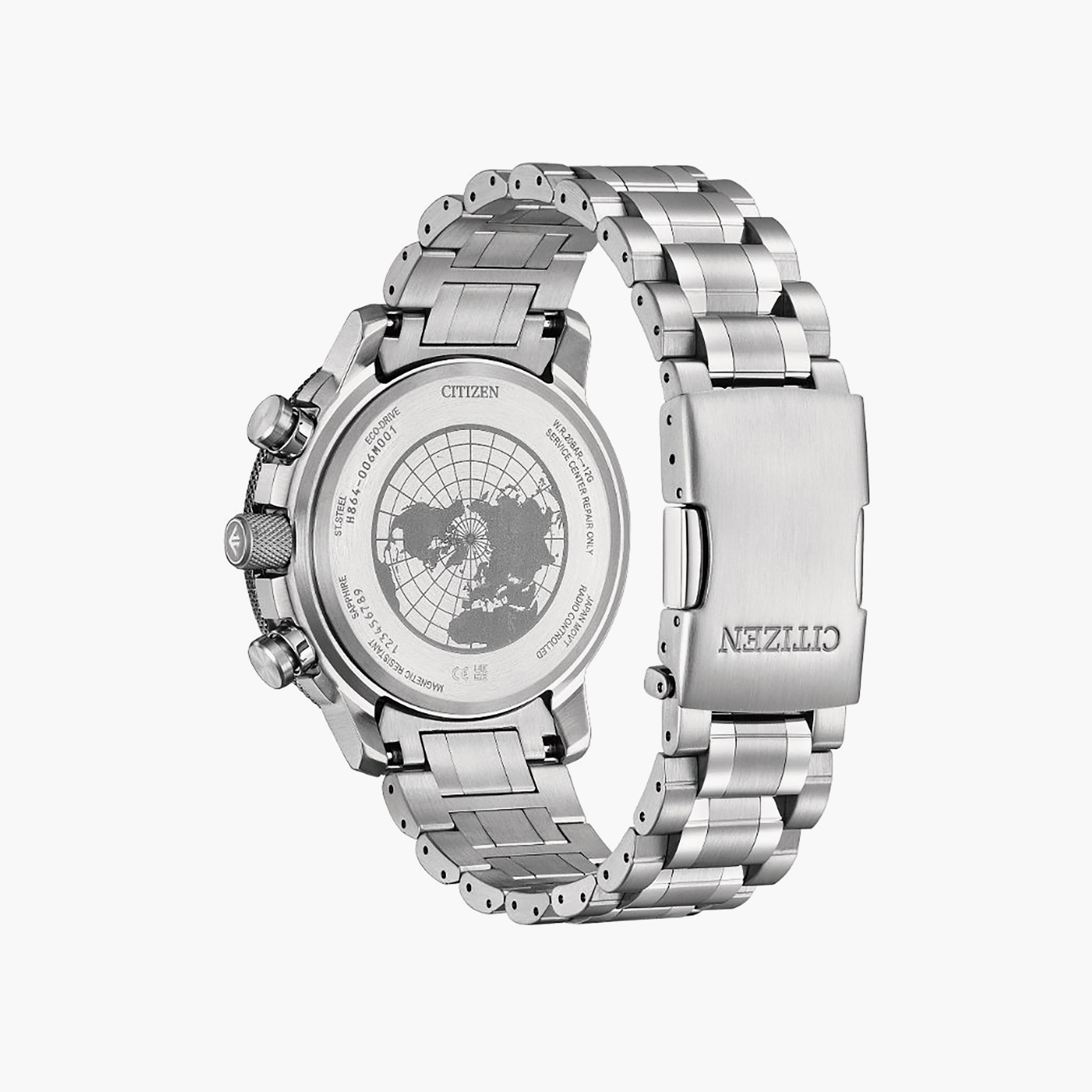 ساعة كرونوغراف ستانلس ستيل باللون الرمادي 46 مم للرجال من سيتيزن | BY3006-53E-men-watchesandjewellery-watches-image-2