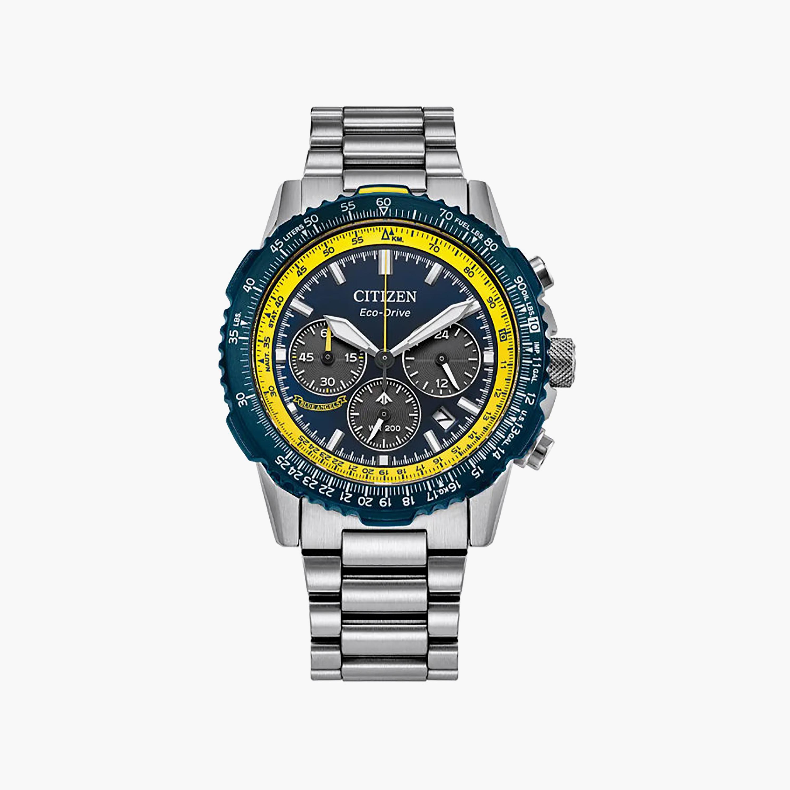 ساعة كرونوغراف ستانلس ستيل باللون الأزرق 40 مم للرجال من سيتيزن | CA4667-53L-men-watchesandjewellery-watches-image-1