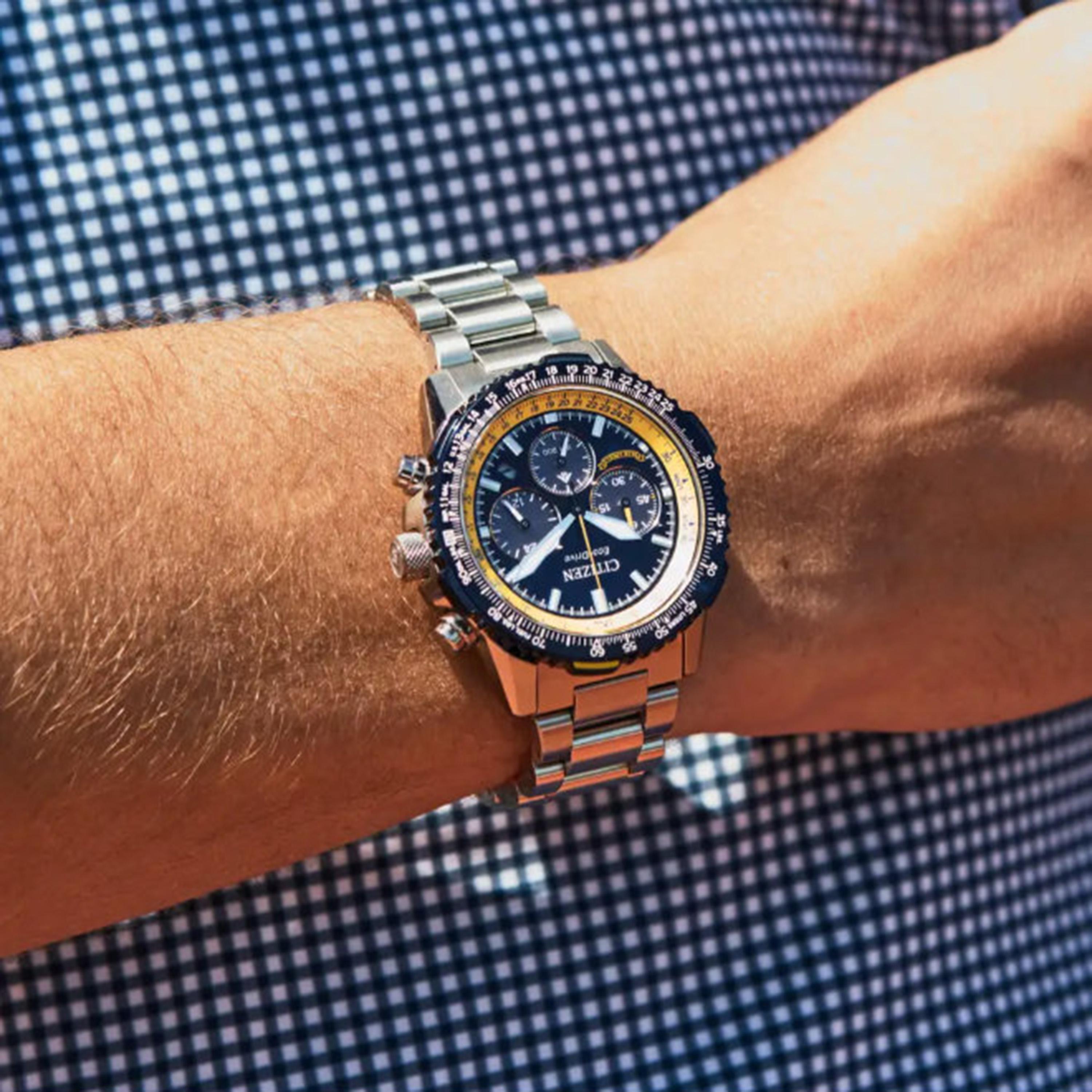 ساعة كرونوغراف ستانلس ستيل باللون الأزرق 40 مم للرجال من سيتيزن | CA4667-53L-men-watchesandjewellery-watches-image-4