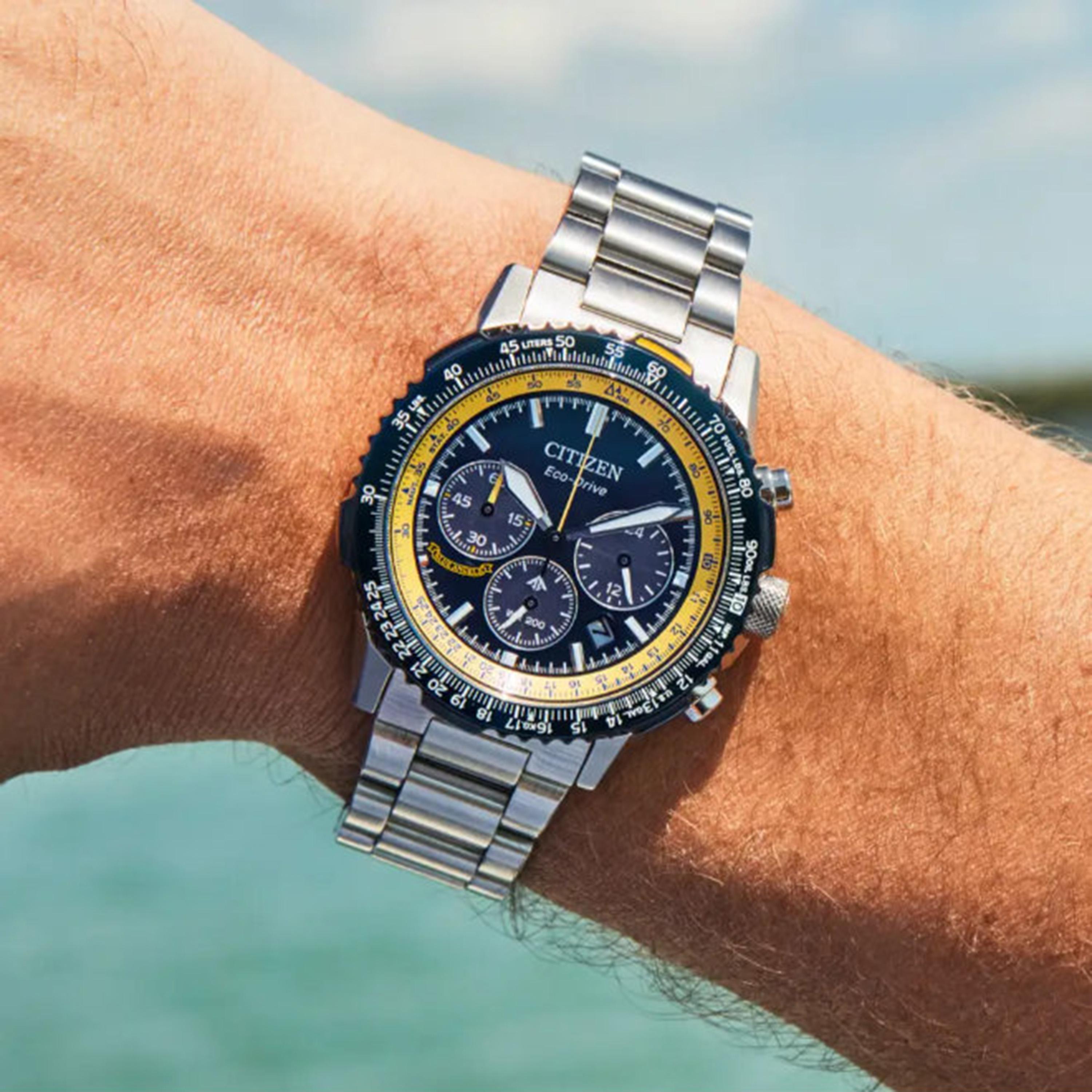 ساعة كرونوغراف ستانلس ستيل باللون الأزرق 40 مم للرجال من سيتيزن | CA4667-53L-men-watchesandjewellery-watches-image-5