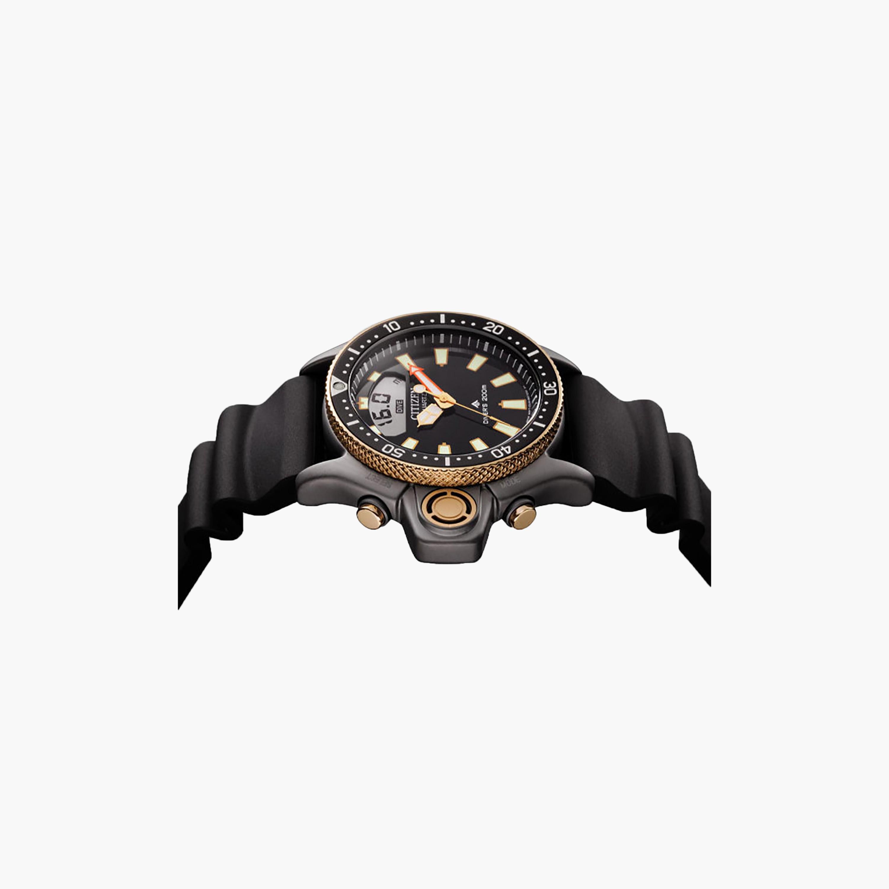 ساعة سيتيزن رجالية سوداء بقطر 50.7 مم، تناظرية/رقمية، بسوار سيليكون | JP2008-06E-men-watchesandjewellery-watches-image-4
