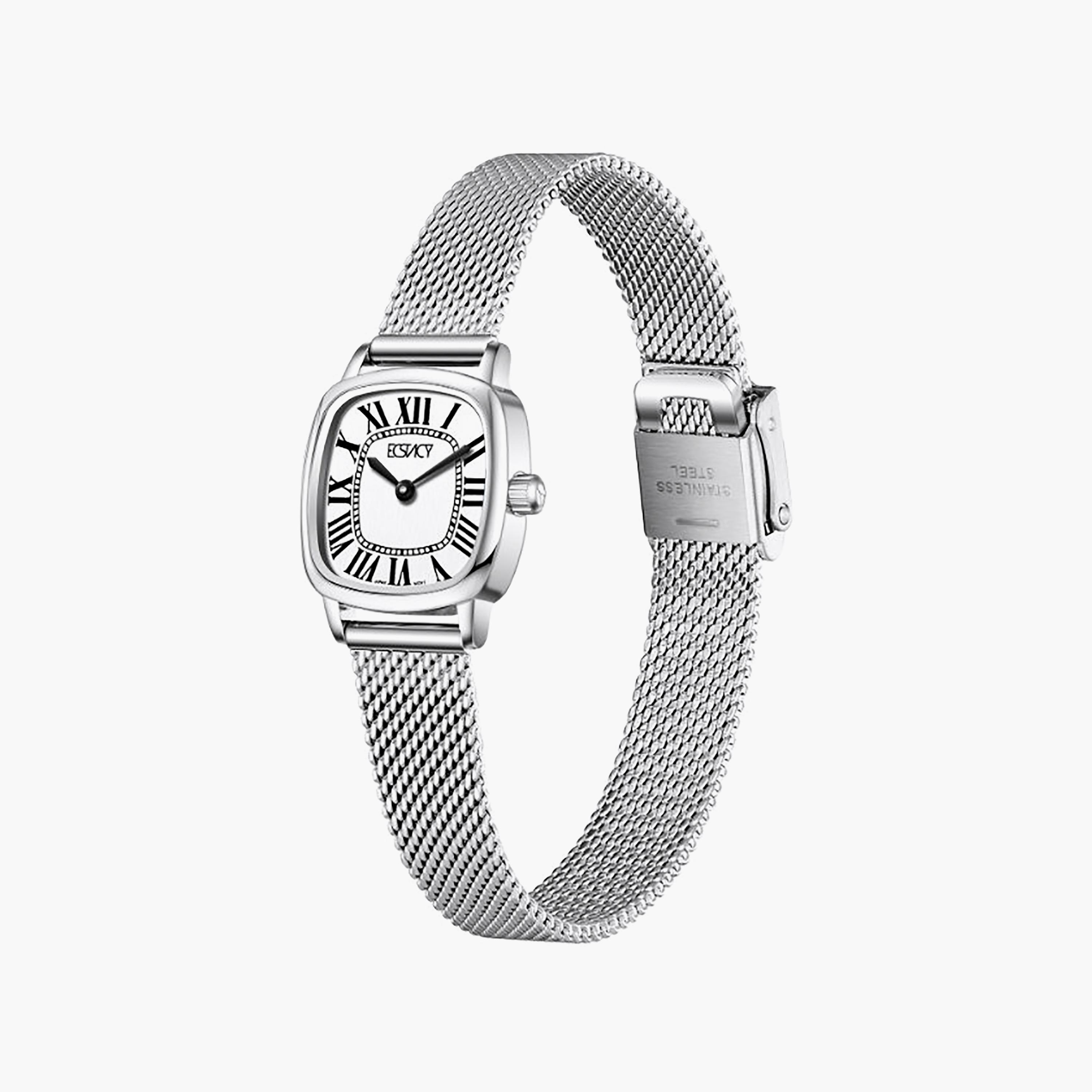 ساعة أنالوج ستانلس ستيل باللون الأبيض 21 مم للنساء من إيكستاسي | E25502-SMSW-women-watchesandjewellery-watches-image-2