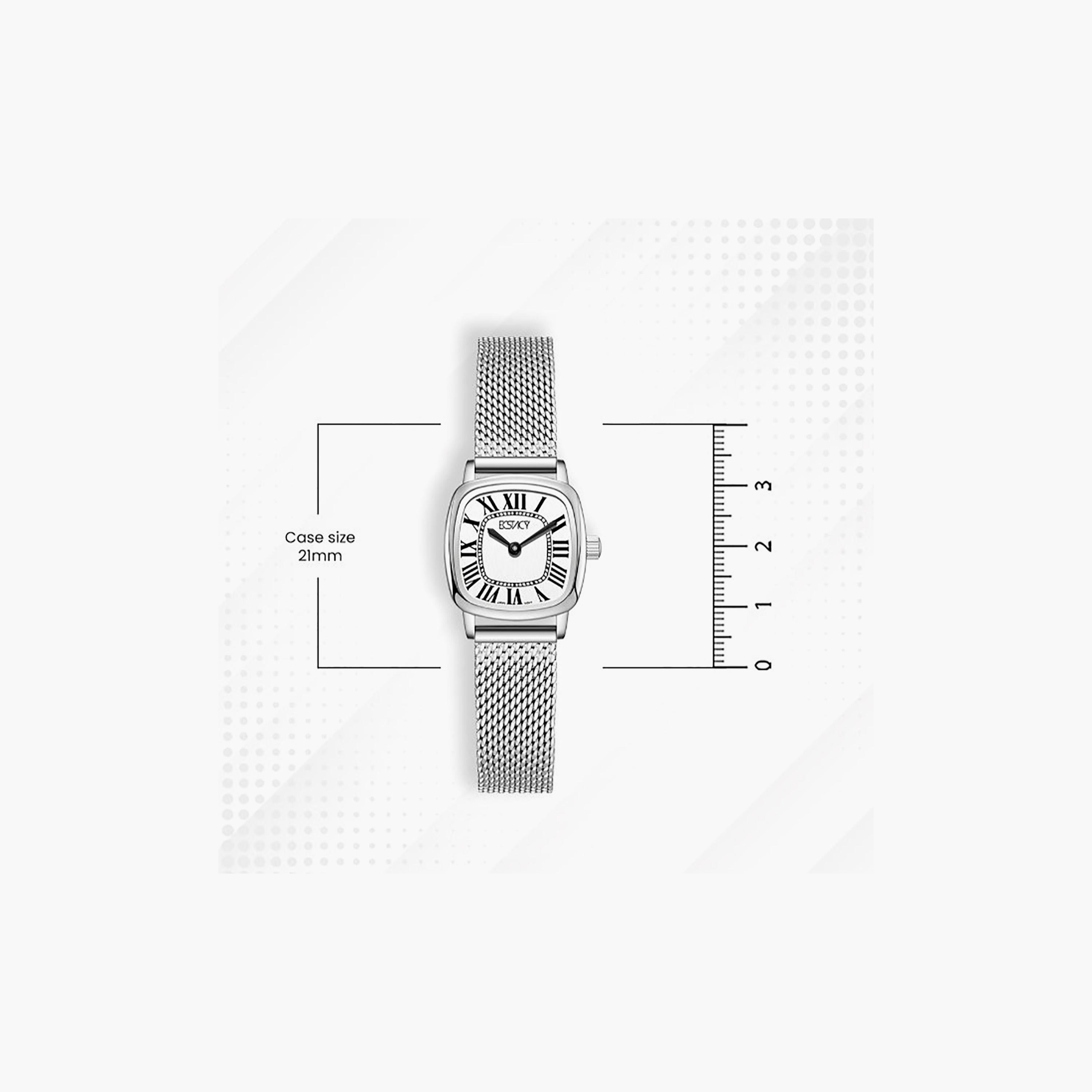 ساعة أنالوج ستانلس ستيل باللون الأبيض 21 مم للنساء من إيكستاسي | E25502-SMSW-women-watchesandjewellery-watches-image-4