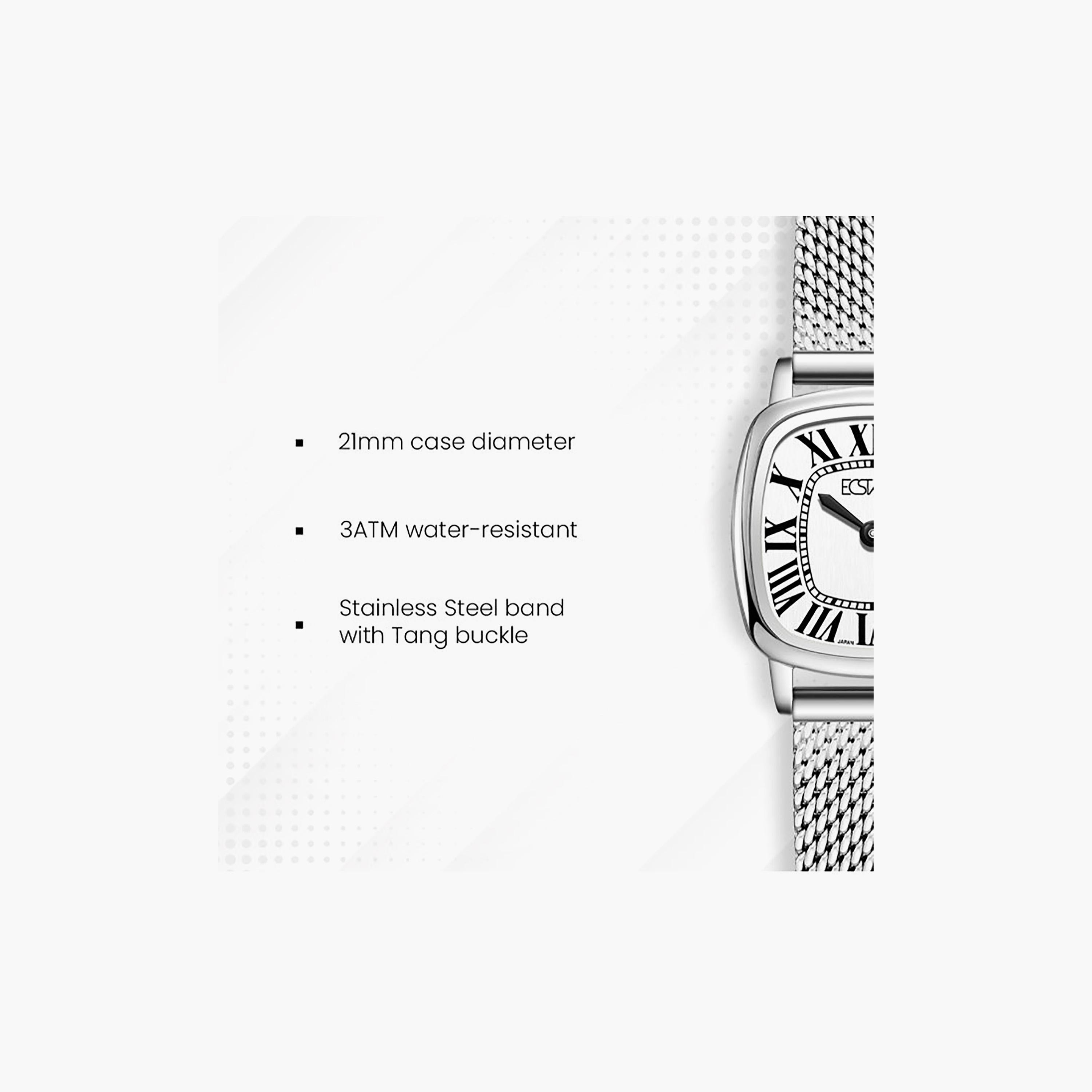 ساعة أنالوج ستانلس ستيل باللون الأبيض 21 مم للنساء من إيكستاسي | E25502-SMSW-women-watchesandjewellery-watches-image-7