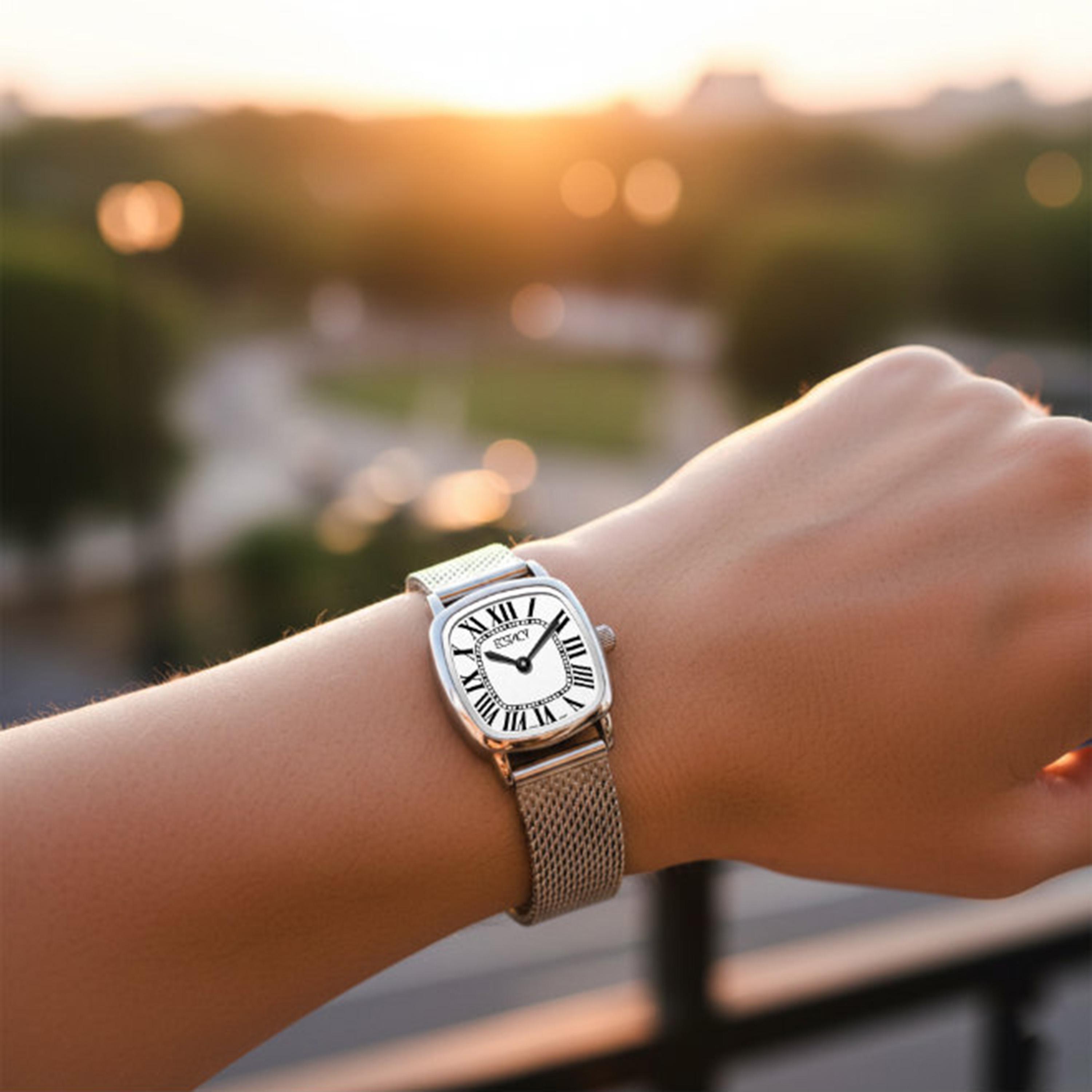 ساعة أنالوج ستانلس ستيل باللون الأبيض 21 مم للنساء من إيكستاسي | E25502-SMSW-women-watchesandjewellery-watches-image-8