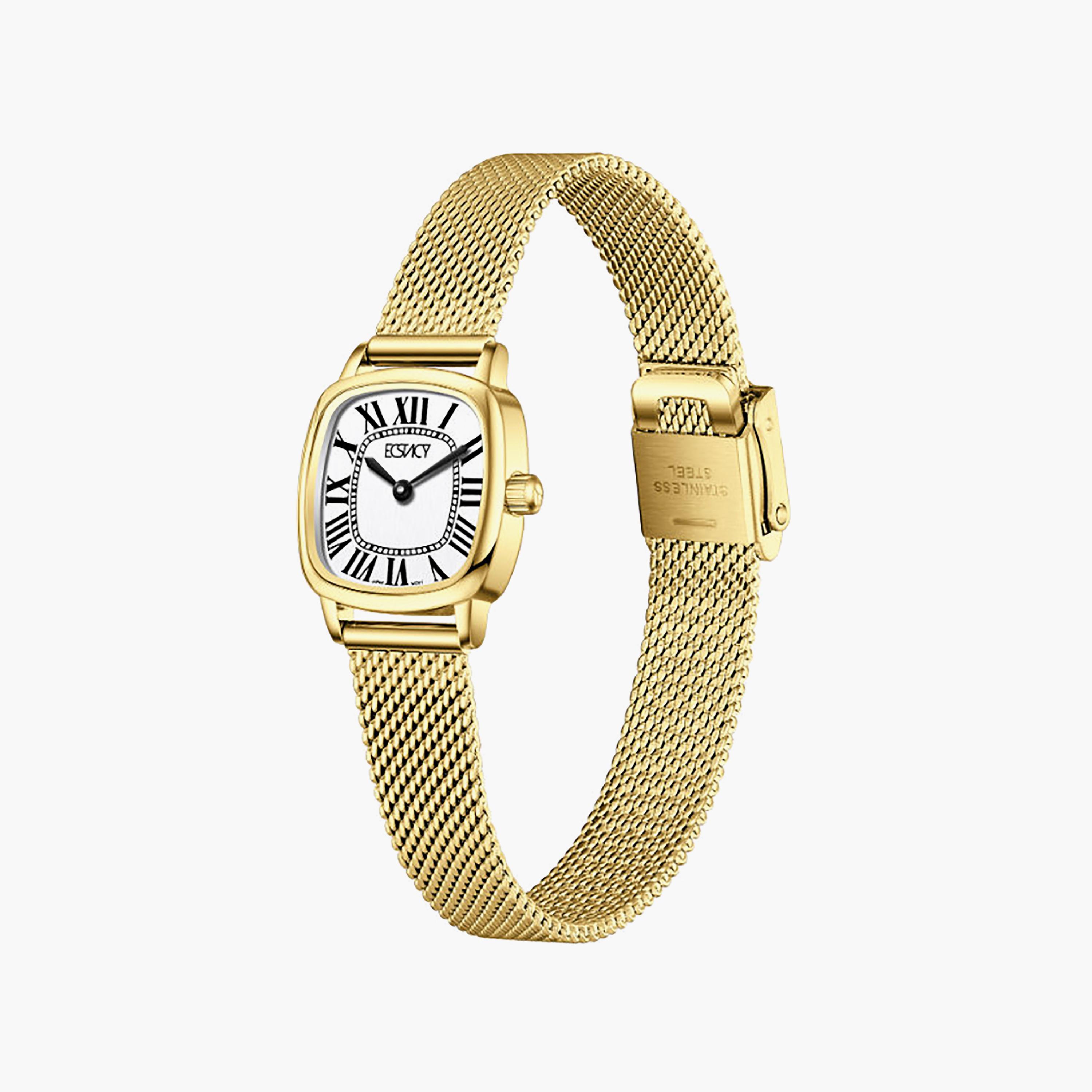 ساعة أنالوج ستانلس ستيل باللون الأبيض 21 مم للنساء من إيكستاسي | E25502-GMGW-women-watchesandjewellery-watches-image-2