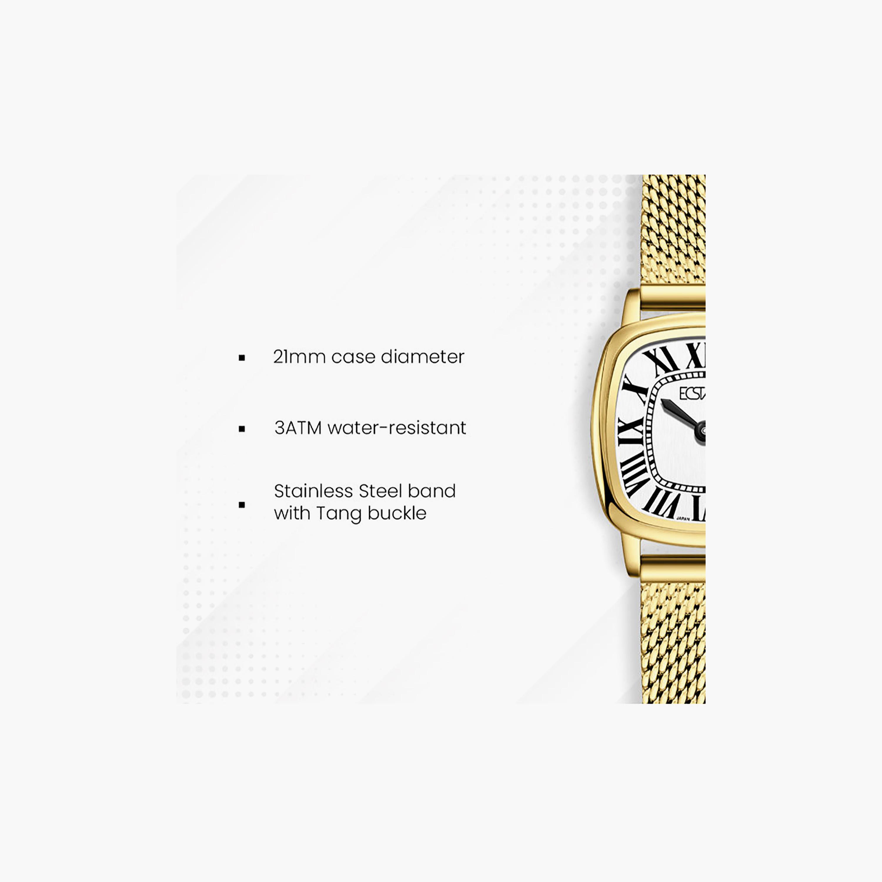 ساعة أنالوج ستانلس ستيل باللون الأبيض 21 مم للنساء من إيكستاسي | E25502-GMGW-women-watchesandjewellery-watches-image-7