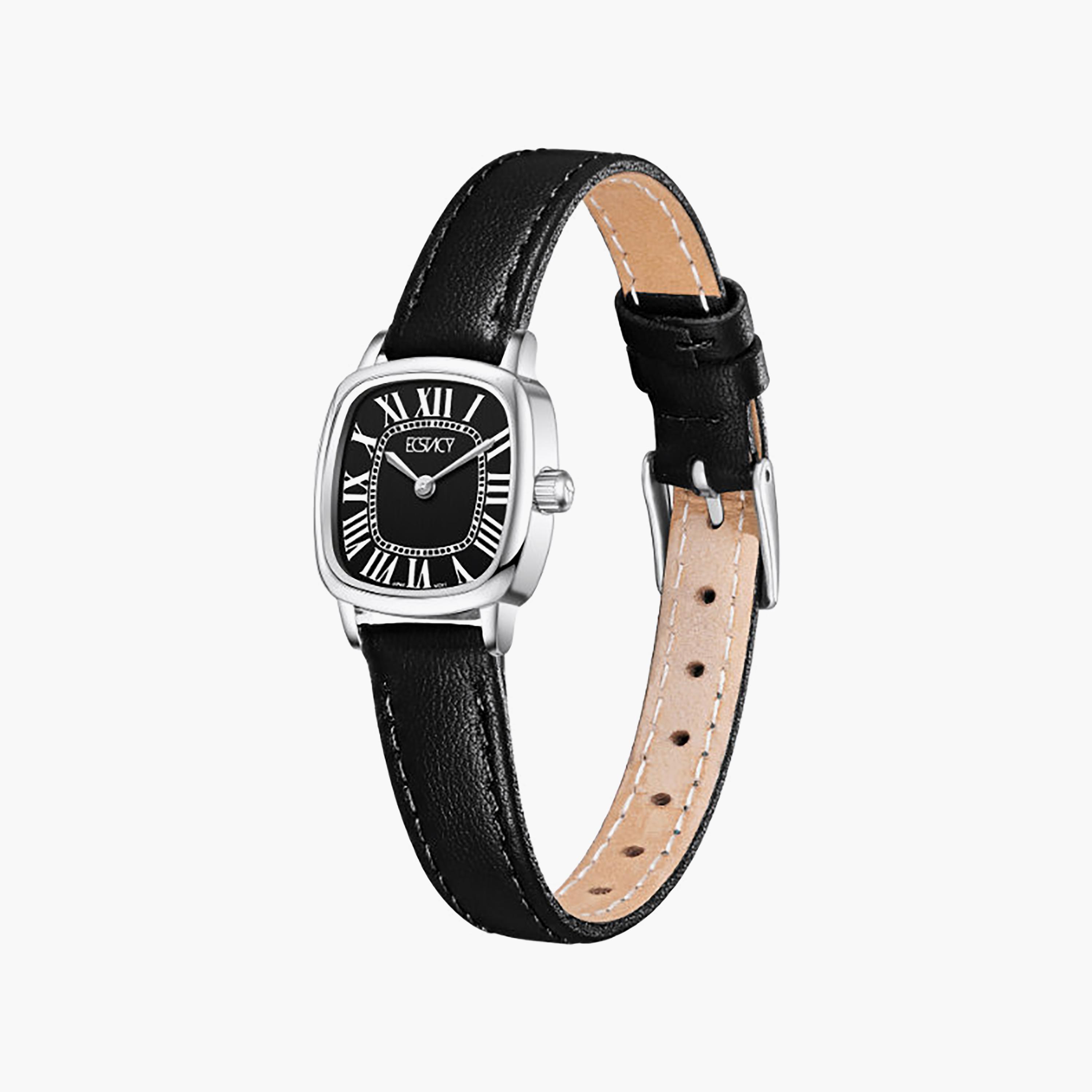 Ecstacy Women's 21MM Black Analog Genuine Leather Watch | E25502-SLBB-women-watchesandjewellery-watches-image-2