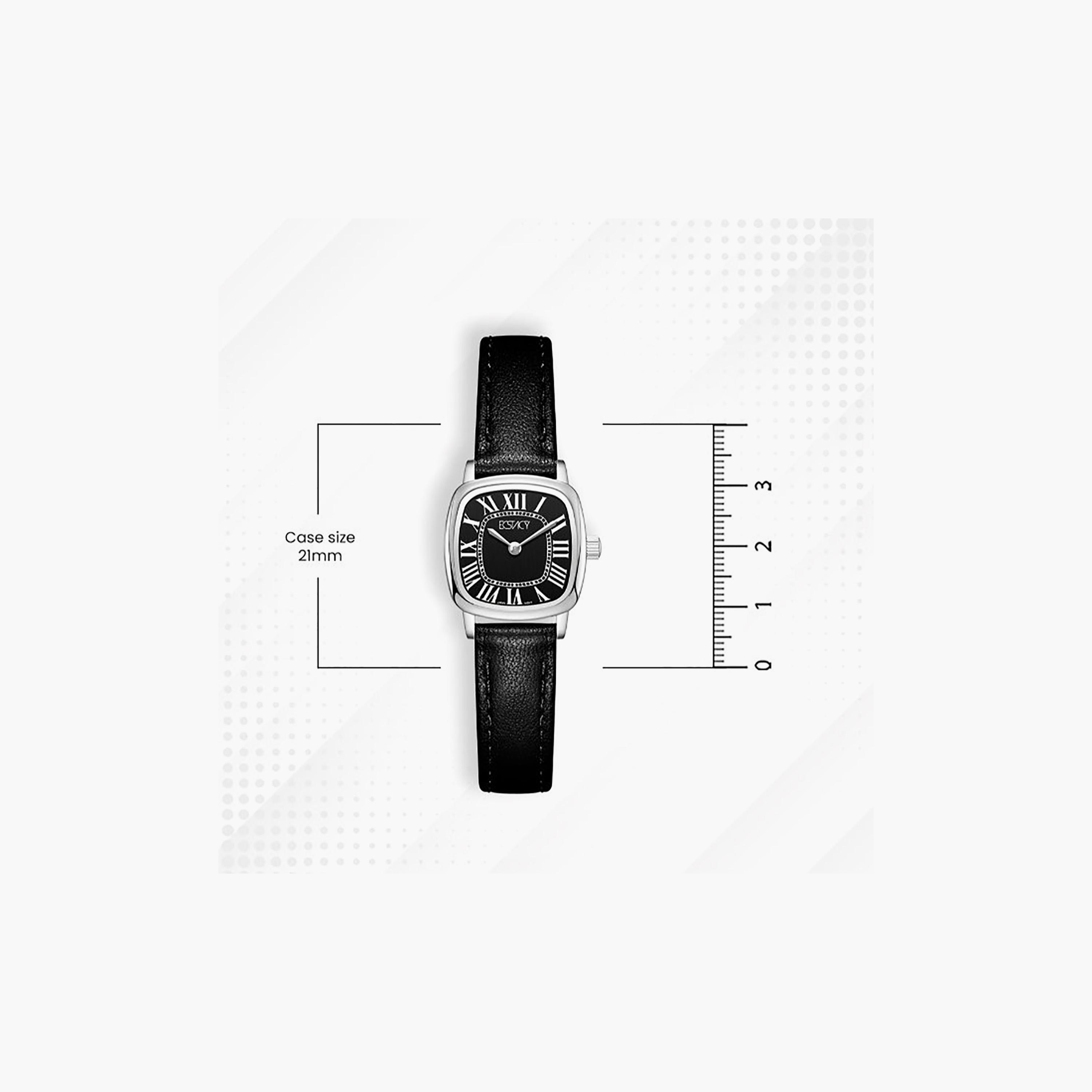 Ecstacy Women's 21MM Black Analog Genuine Leather Watch | E25502-SLBB-women-watchesandjewellery-watches-image-4