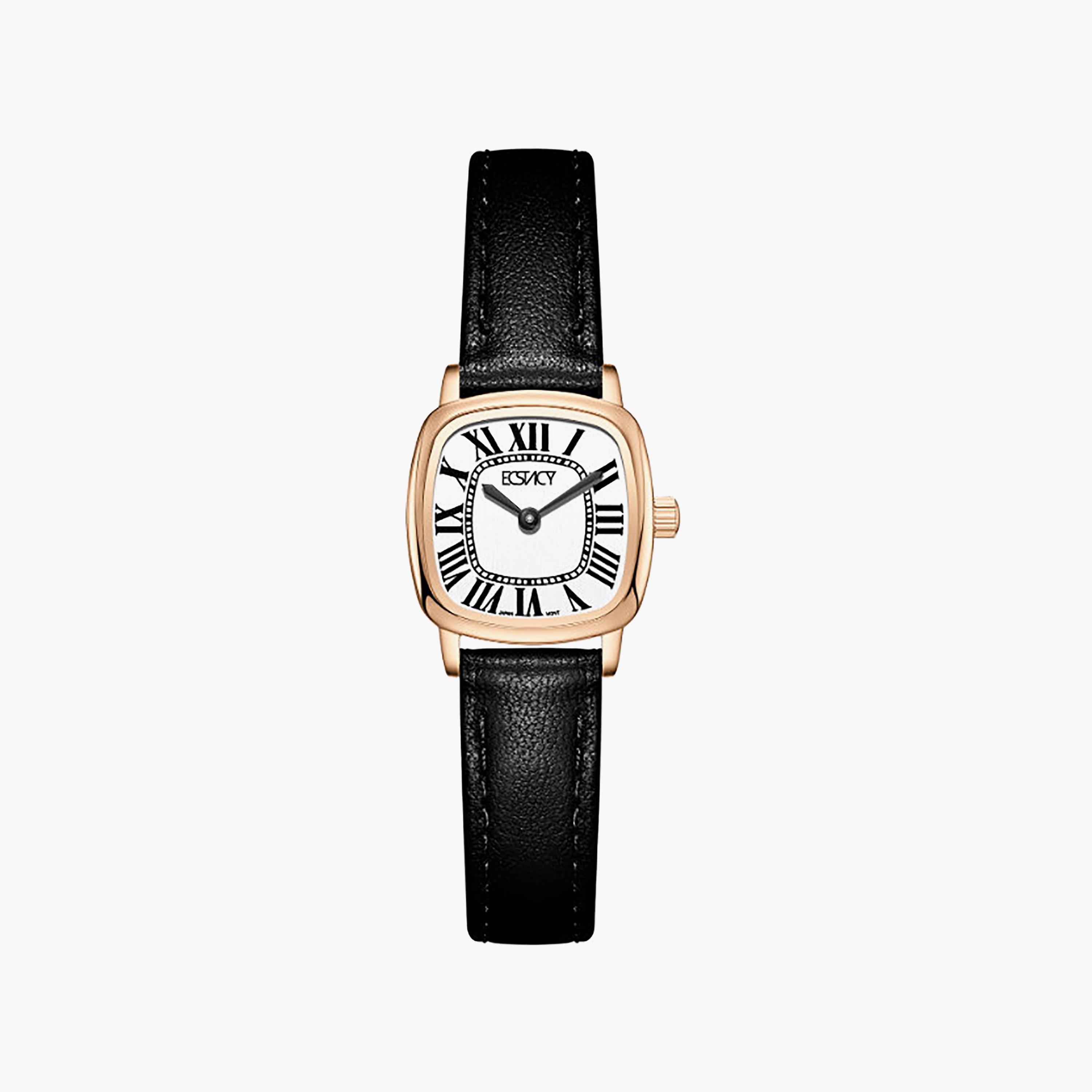 ساعة أنالوج جلد طبيعي باللون الأبيض 21 مم للنساء من إيكستاسي | E25502-RLBW-women-watchesandjewellery-watches-image-1