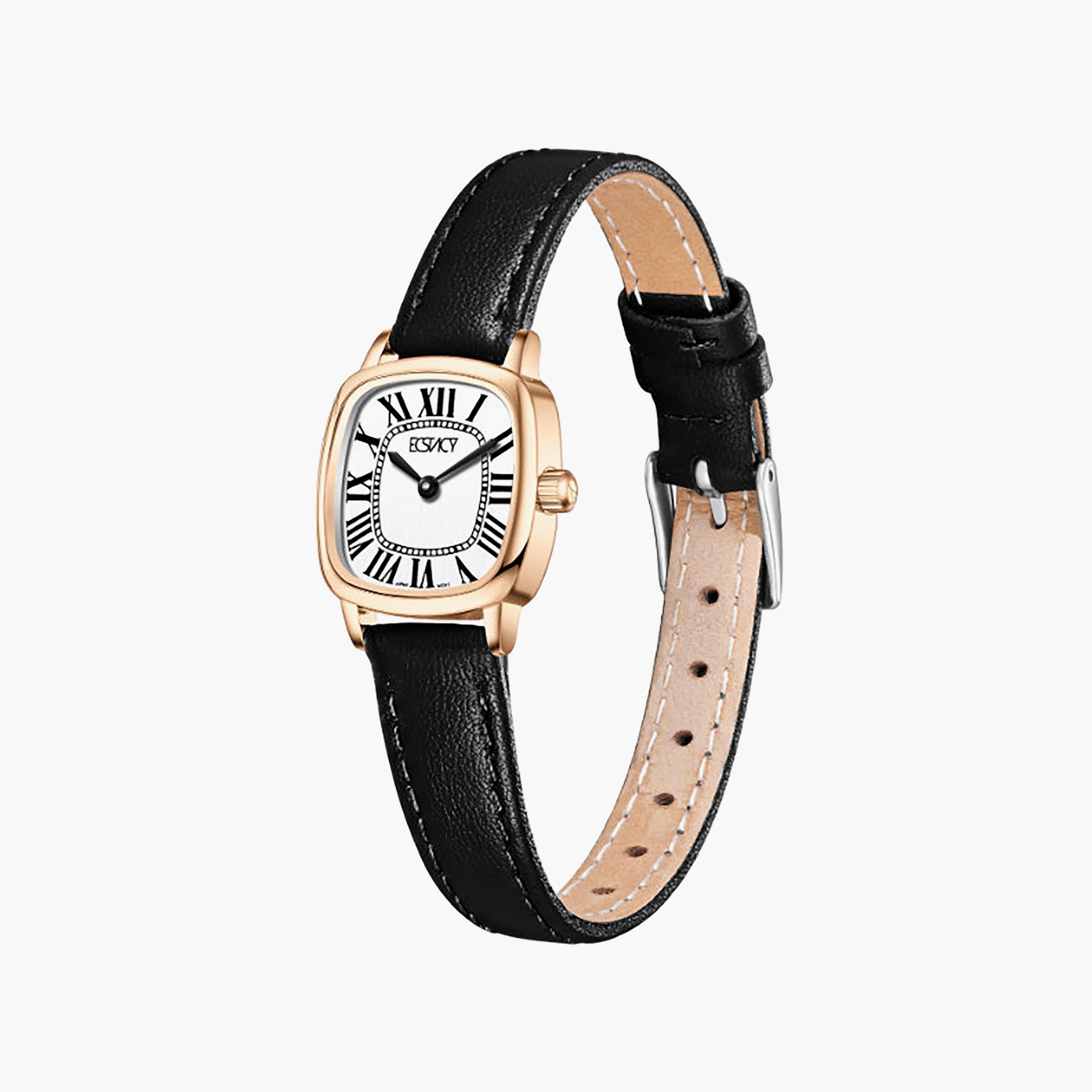 ساعة أنالوج جلد طبيعي باللون الأبيض 21 مم للنساء من إيكستاسي | E25502-RLBW-women-watchesandjewellery-watches-image-2