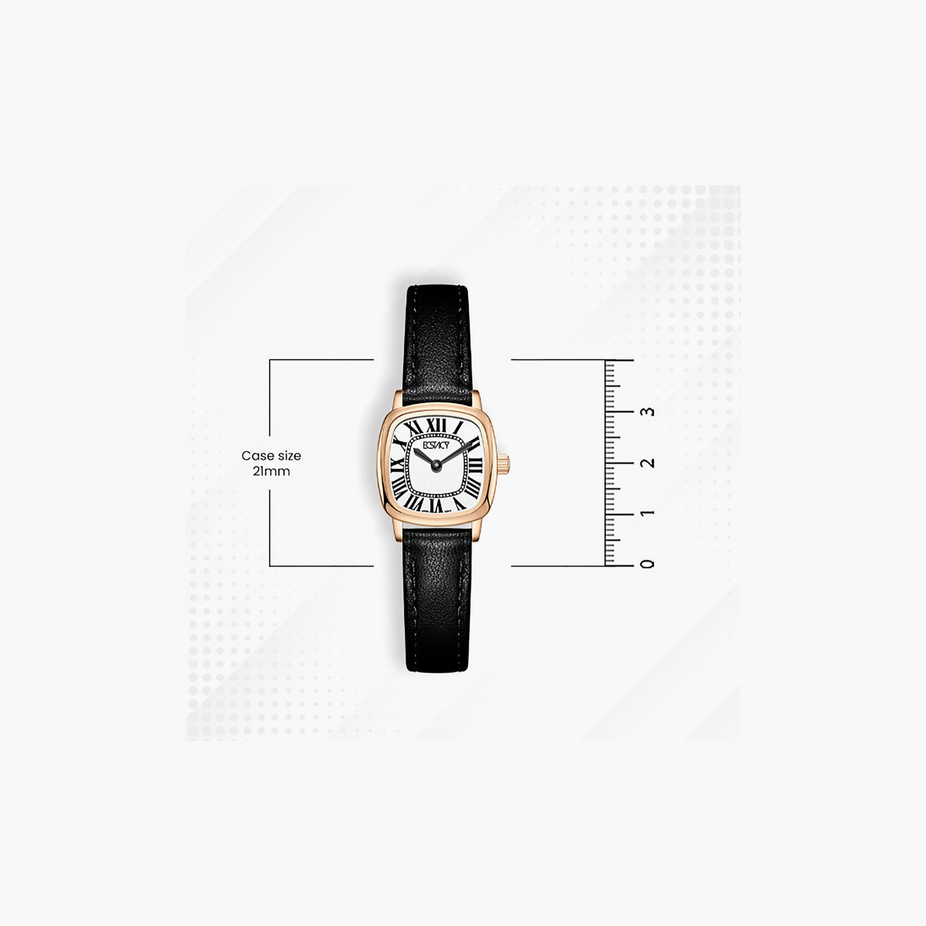 ساعة أنالوج جلد طبيعي باللون الأبيض 21 مم للنساء من إيكستاسي | E25502-RLBW-women-watchesandjewellery-watches-image-4