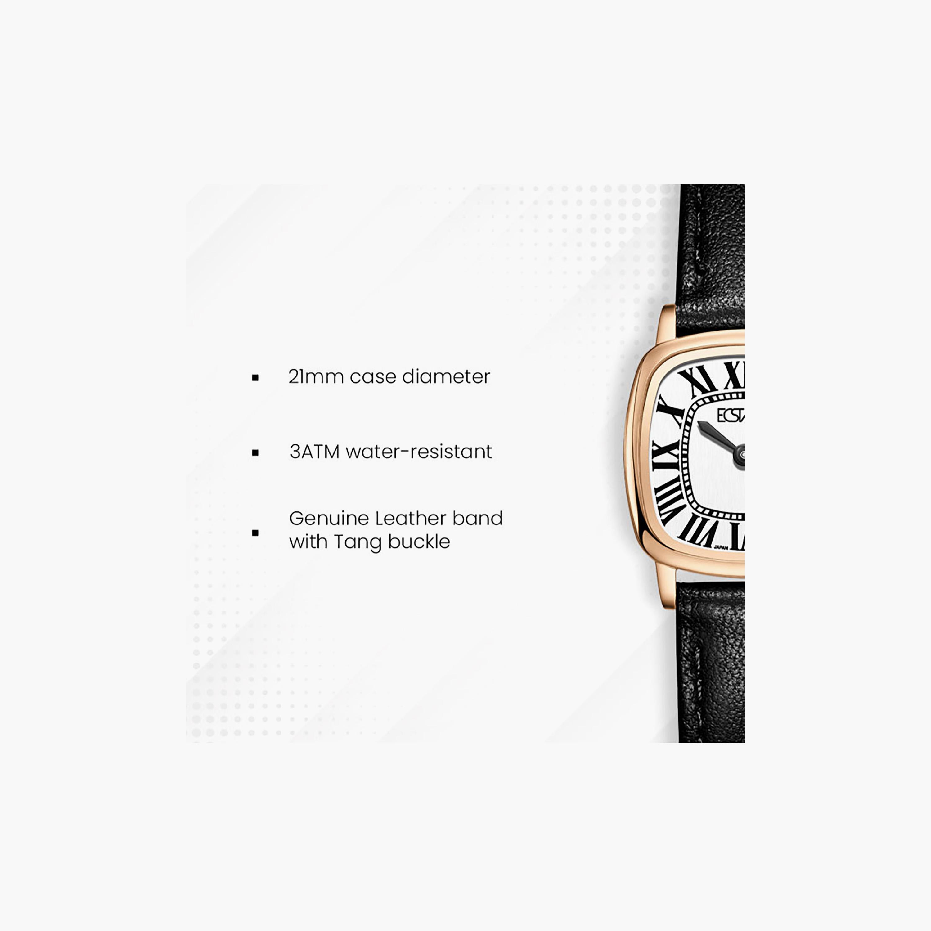 ساعة أنالوج جلد طبيعي باللون الأبيض 21 مم للنساء من إيكستاسي | E25502-RLBW-women-watchesandjewellery-watches-image-7