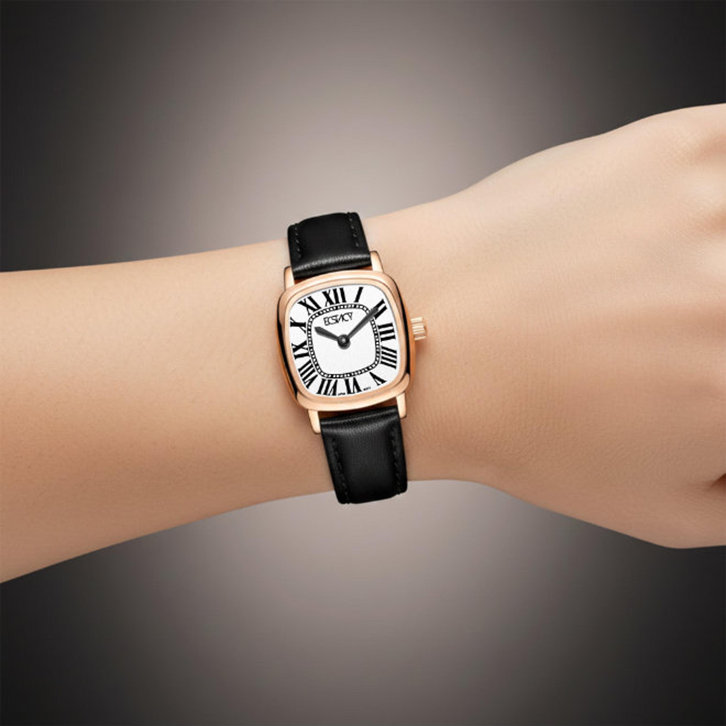 ساعة أنالوج جلد طبيعي باللون الأبيض 21 مم للنساء من إيكستاسي | E25502-RLBW-women-watchesandjewellery-watches-image-8