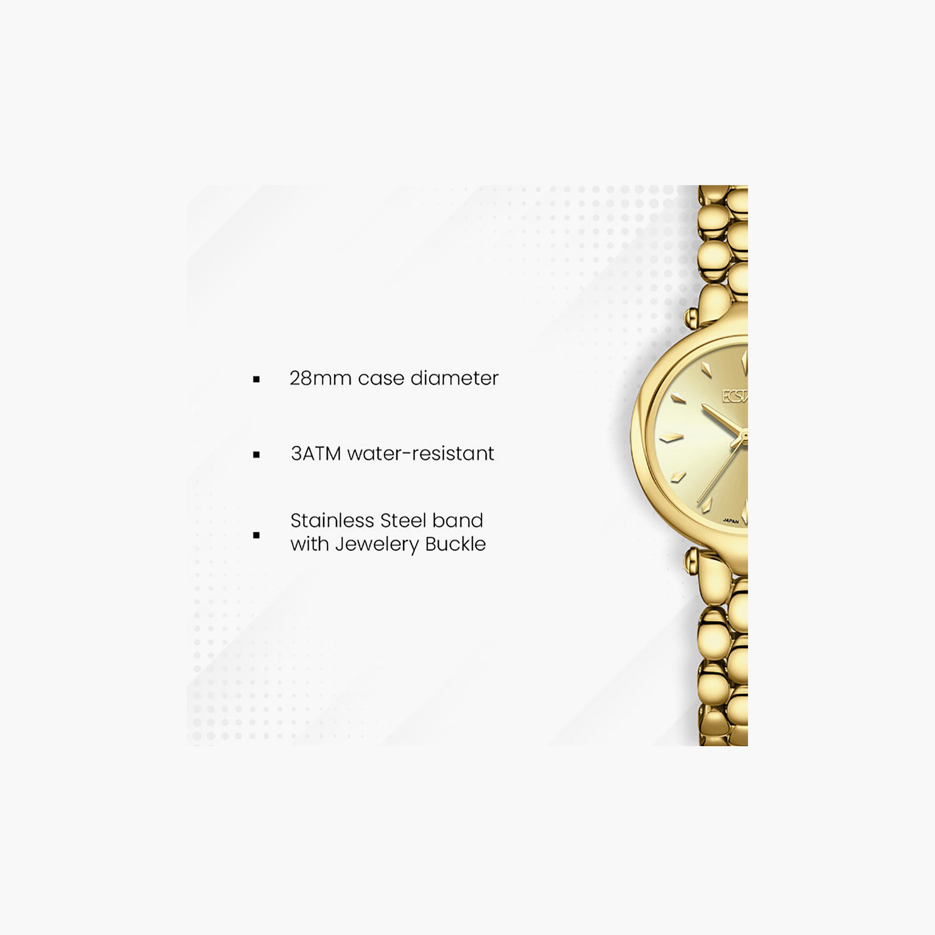 Ecstacy Women's 28MM Gold Analog Stainless Steel Watch | E25503-GBGC-women-watchesandjewellery-watches-image-7