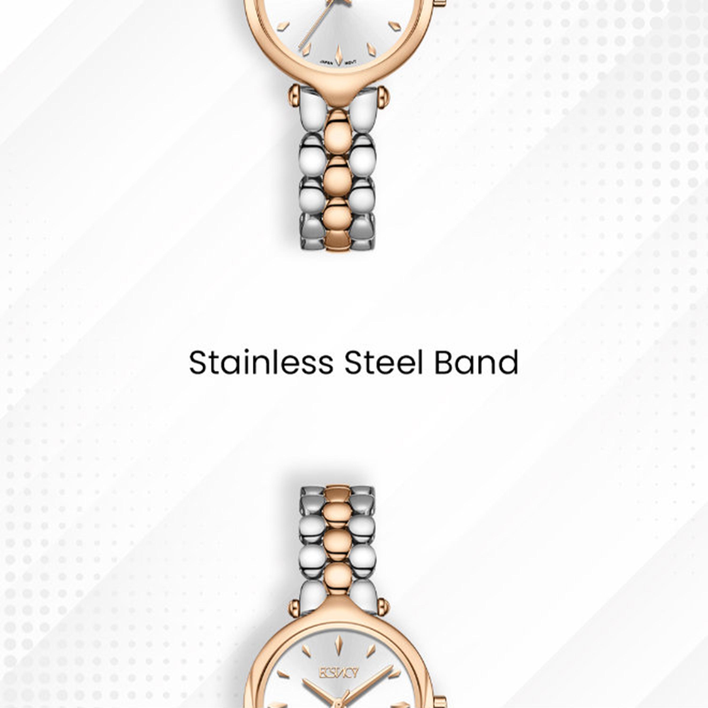 Ecstacy Women's 28MM Silver Analog Stainless Steel Watch | E25503-GBKS-women-watchesandjewellery-watches-image-5