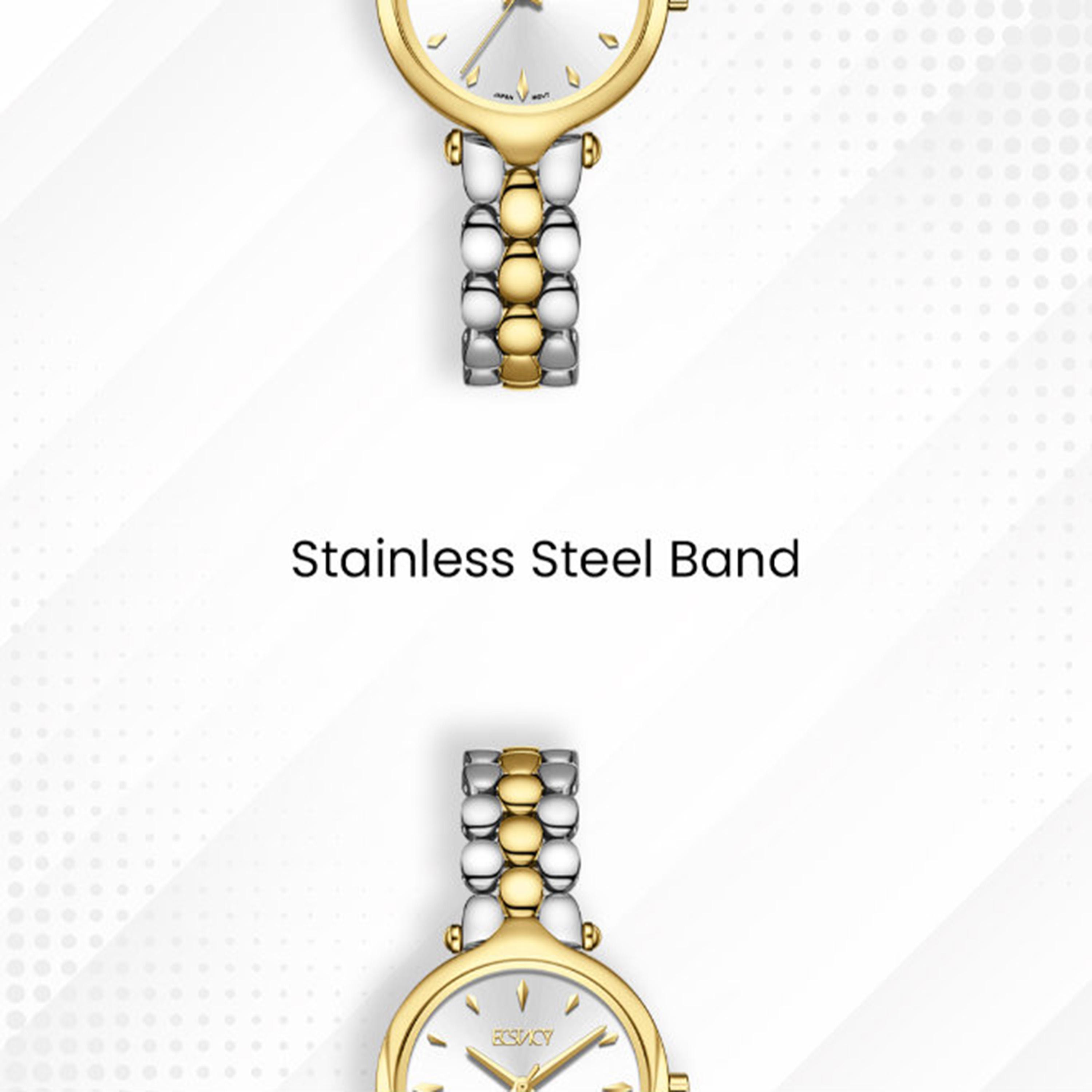 ساعة أنالوج ستانلس ستيل باللون الفضي 28 مم للنساء من إيكستاسي | E25503-TBTS-women-watchesandjewellery-watches-image-5