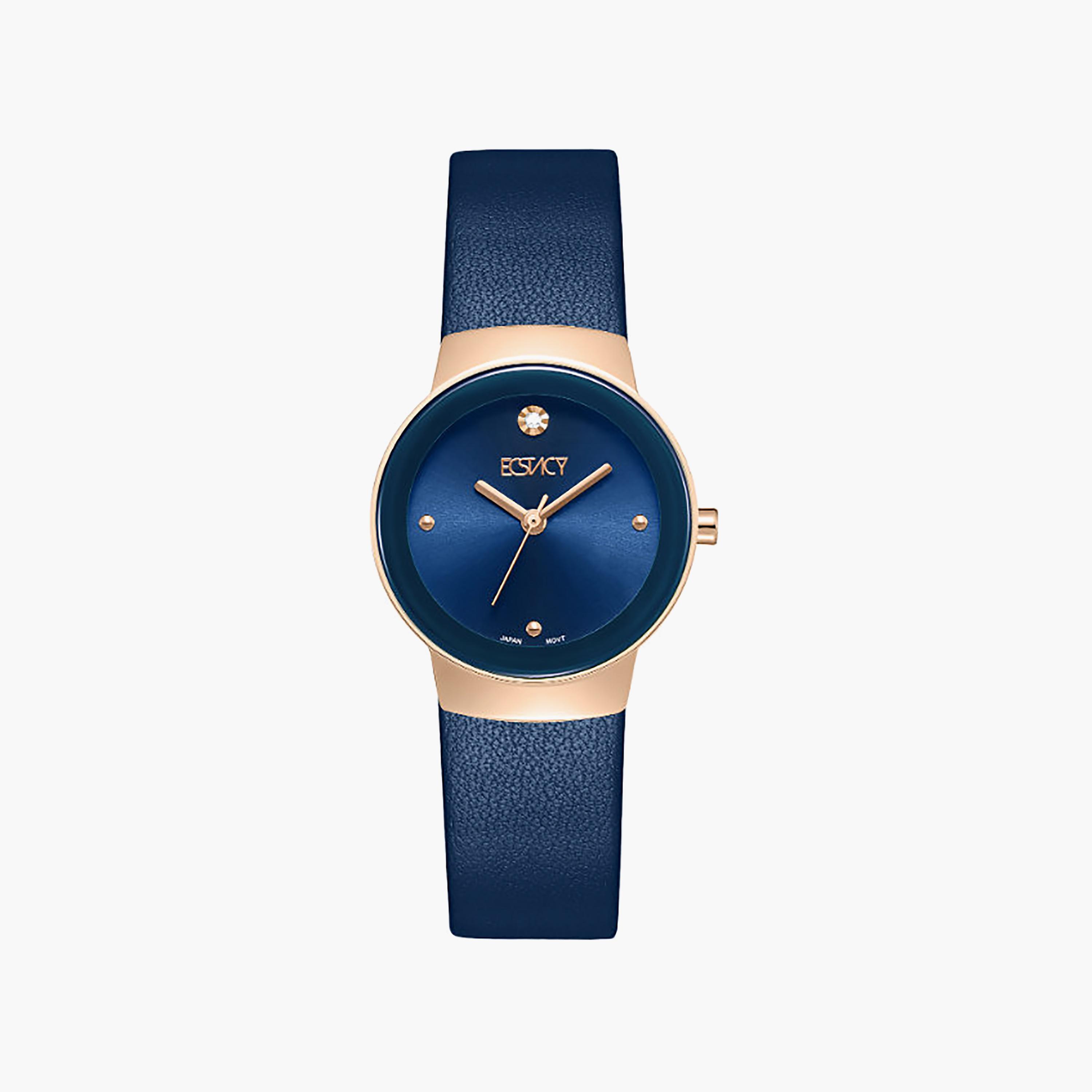Ecstacy Women's 26MM Blue Analog Genuine Leather Watch | E25505-RLNN-women-watchesandjewellery-watches-image-1