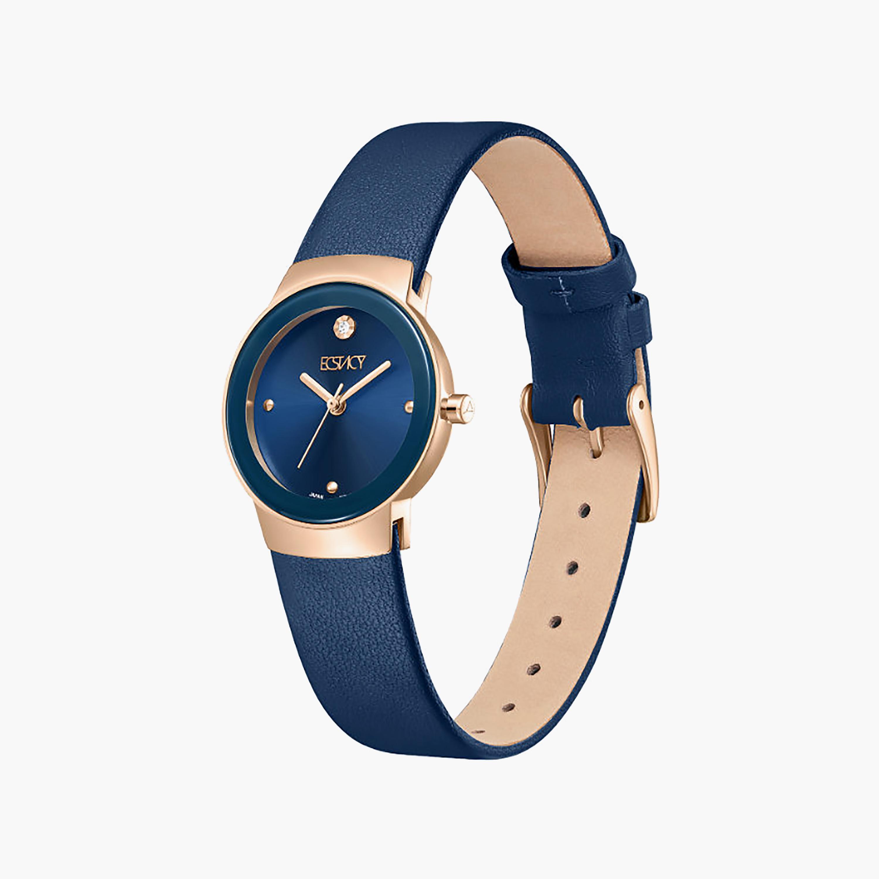 Ecstacy Women's 26MM Blue Analog Genuine Leather Watch | E25505-RLNN-women-watchesandjewellery-watches-image-2