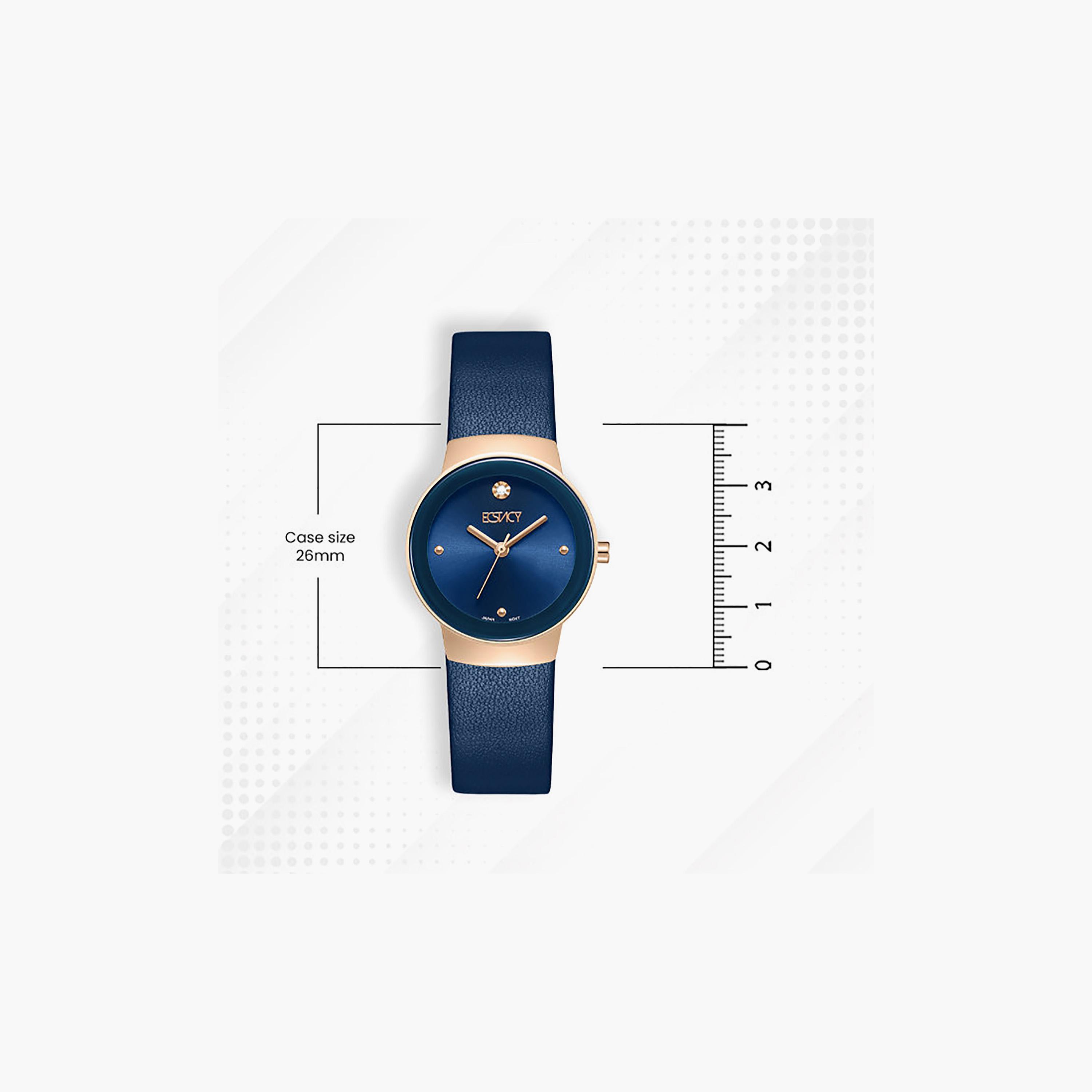 Ecstacy Women's 26MM Blue Analog Genuine Leather Watch | E25505-RLNN-women-watchesandjewellery-watches-image-4