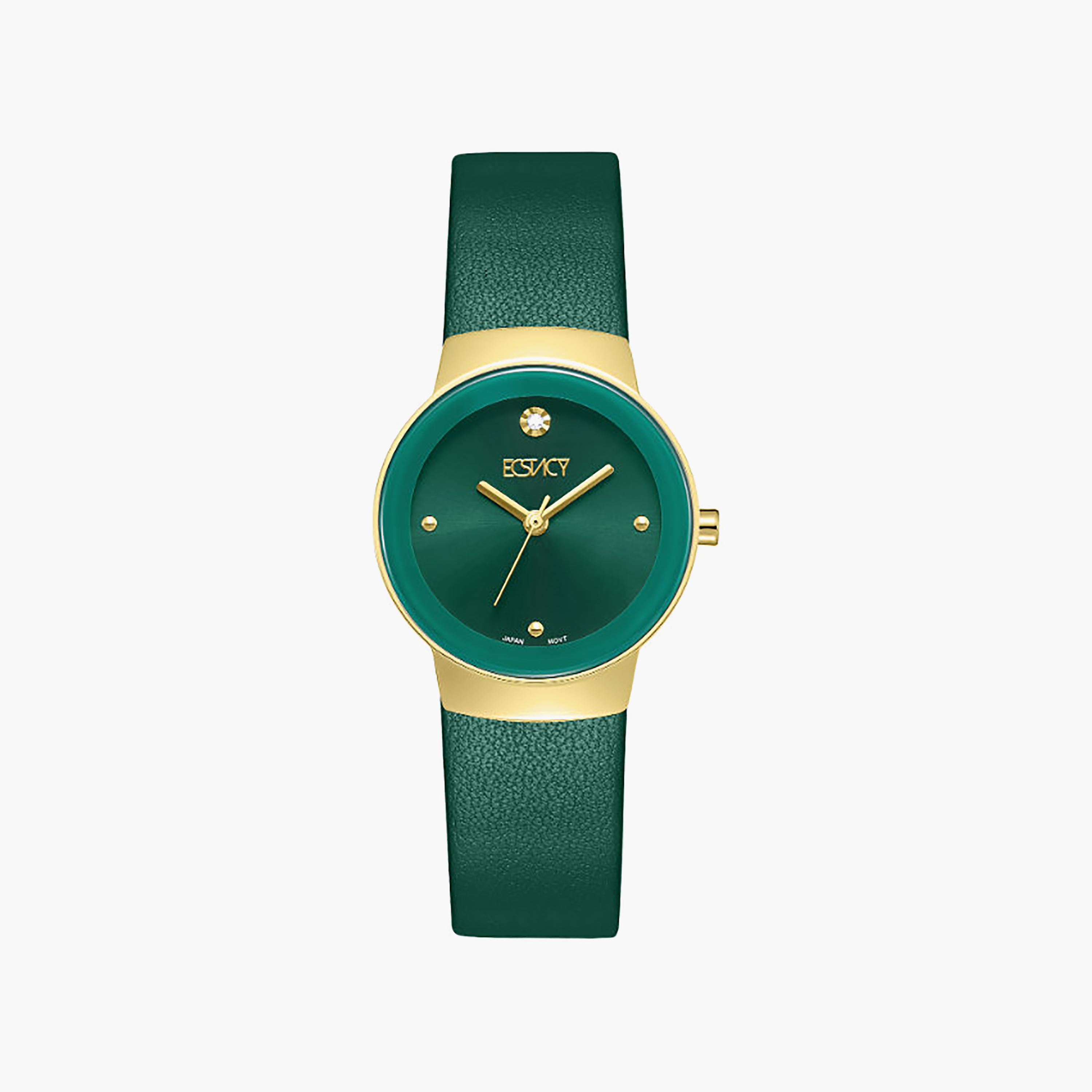 Ecstacy Women's 26MM Green Analog Genuine Leather Watch | E25505-GLGG-women-watchesandjewellery-watches-image-1