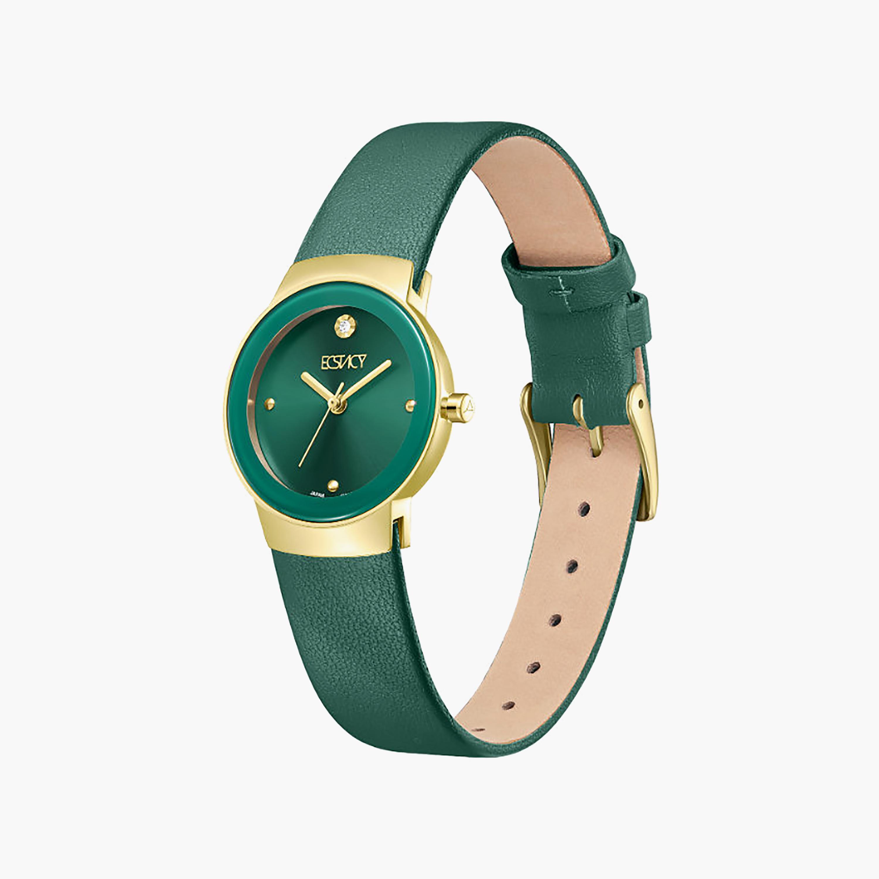 Ecstacy Women's 26MM Green Analog Genuine Leather Watch | E25505-GLGG-women-watchesandjewellery-watches-image-2