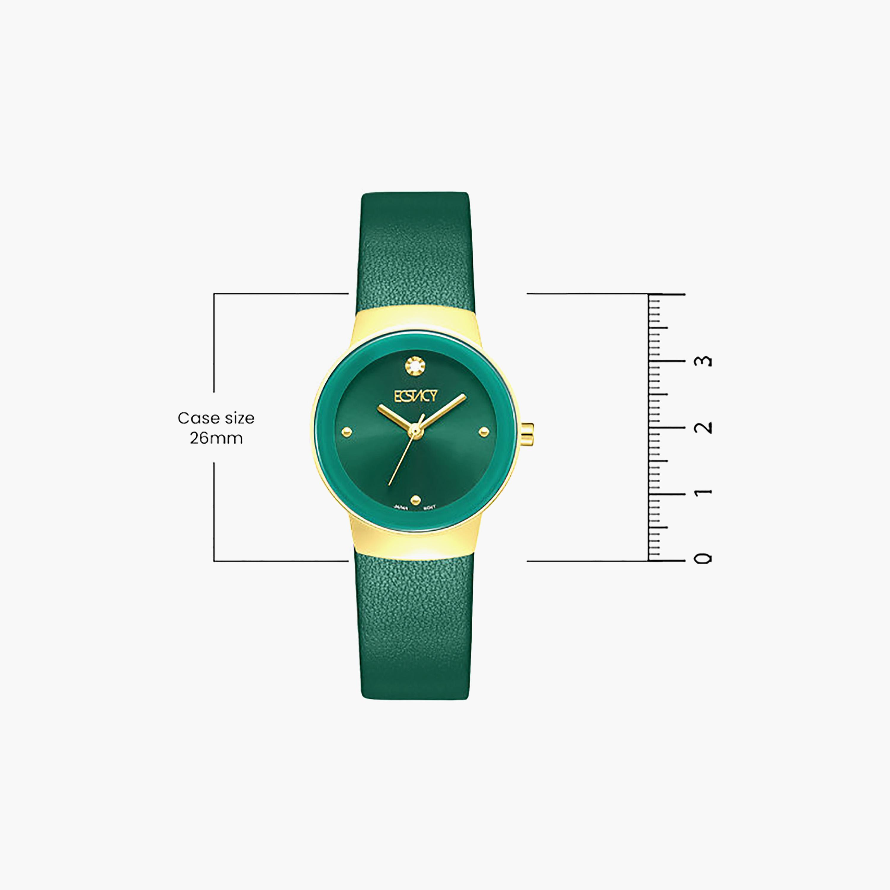 Ecstacy Women's 26MM Green Analog Genuine Leather Watch | E25505-GLGG-women-watchesandjewellery-watches-image-4