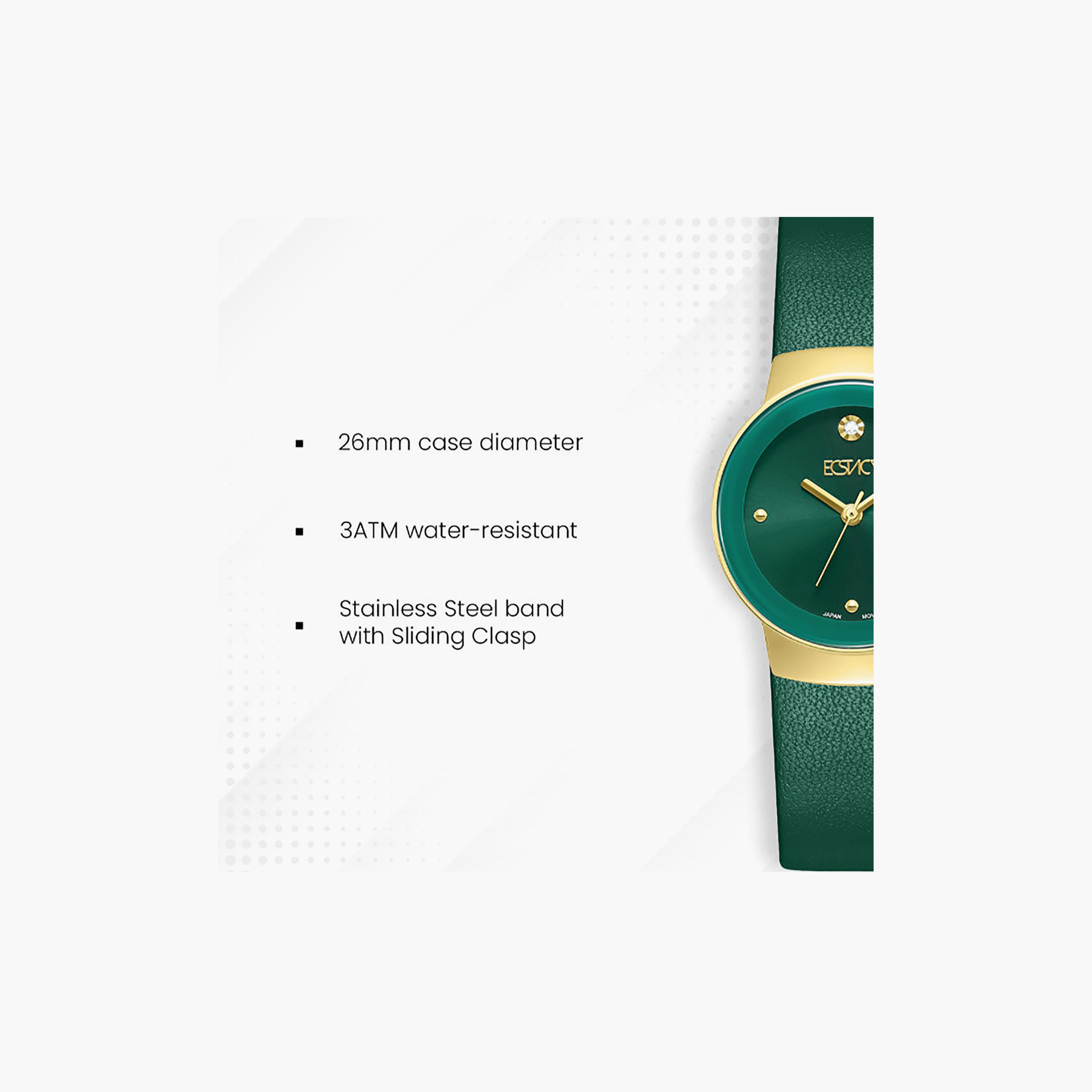 Ecstacy Women's 26MM Green Analog Genuine Leather Watch | E25505-GLGG-women-watchesandjewellery-watches-image-7