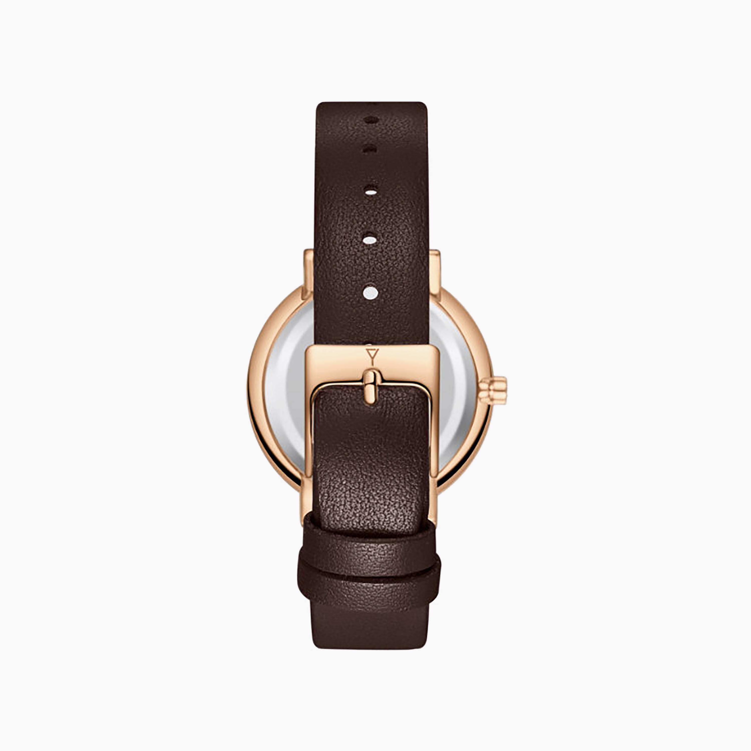 Ecstacy Women's 34.5MM Brown Analog Genuine Leather Watch | E25506-RLDD-women-watchesandjewellery-watches-image-3