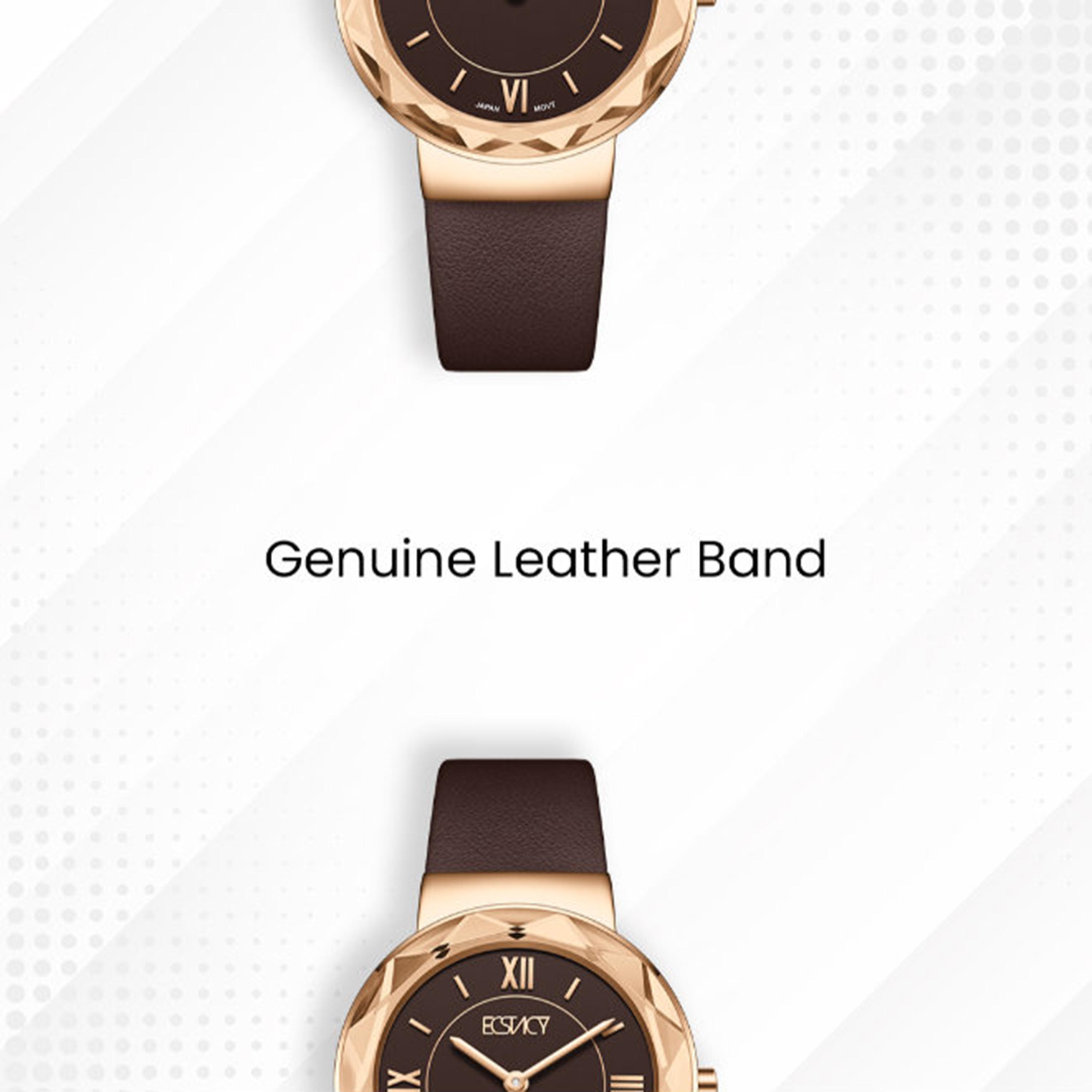 Ecstacy Women's 34.5MM Brown Analog Genuine Leather Watch | E25506-RLDD-women-watchesandjewellery-watches-image-5