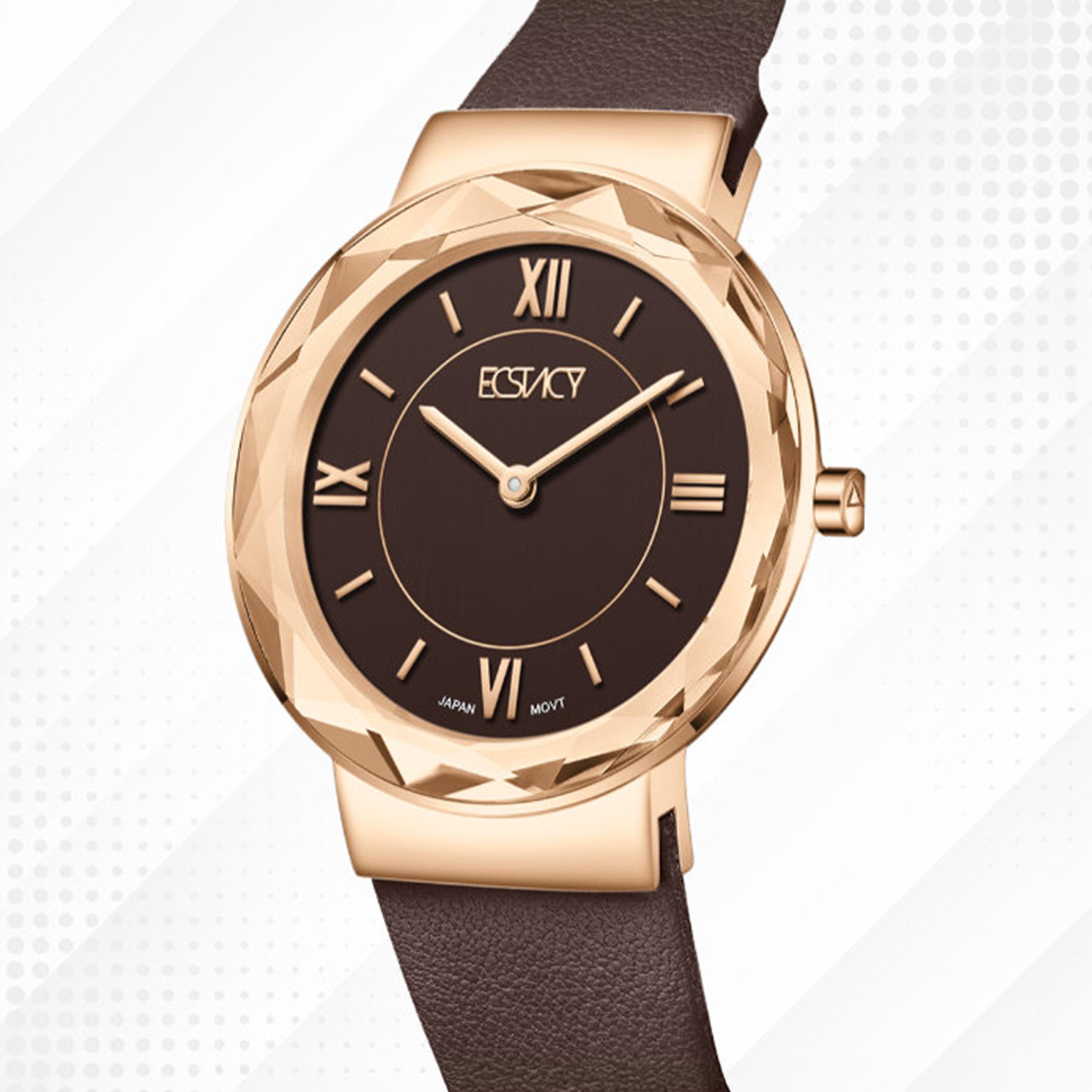 Ecstacy Women's 34.5MM Brown Analog Genuine Leather Watch | E25506-RLDD-women-watchesandjewellery-watches-image-6