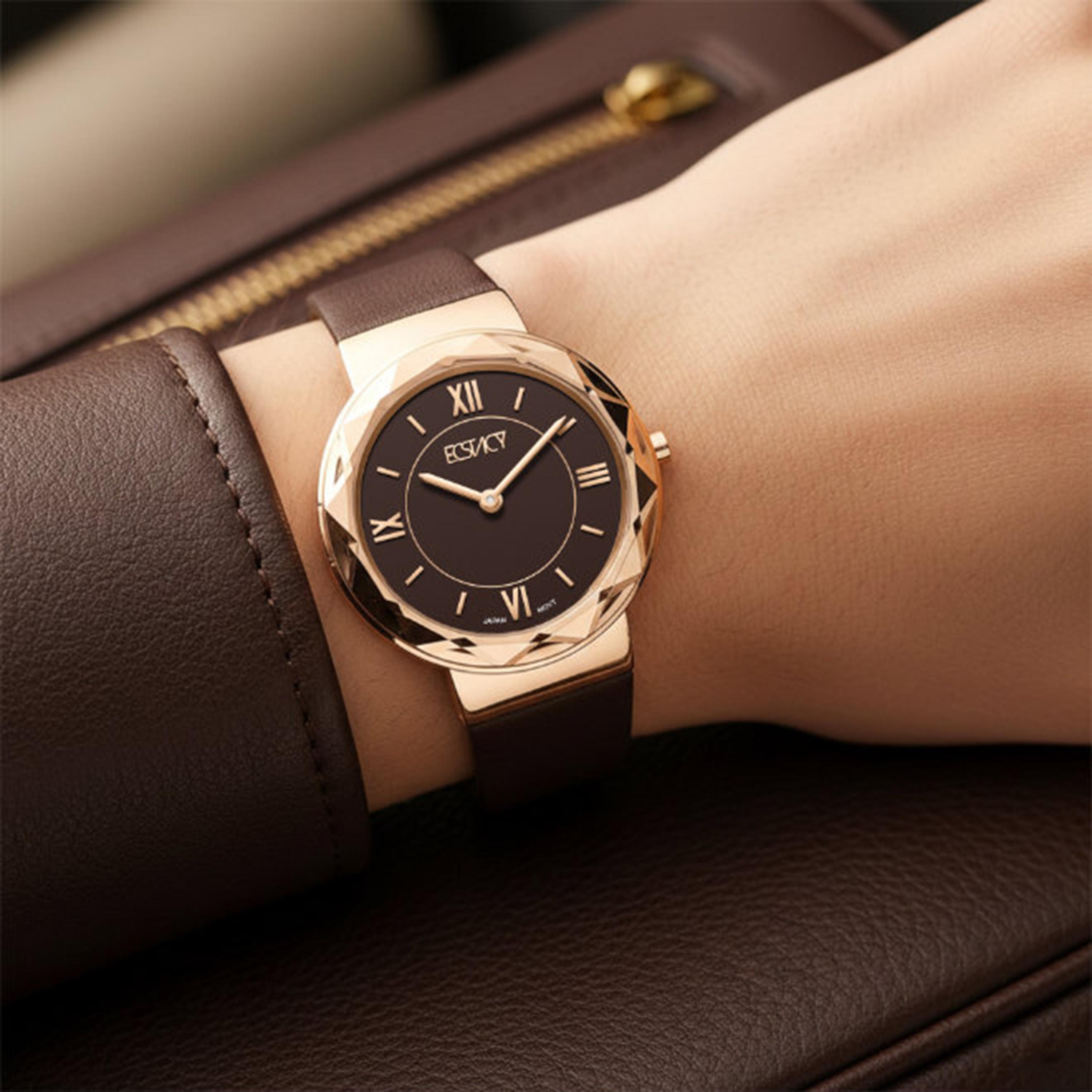 Ecstacy Women's 34.5MM Brown Analog Genuine Leather Watch | E25506-RLDD-women-watchesandjewellery-watches-image-8